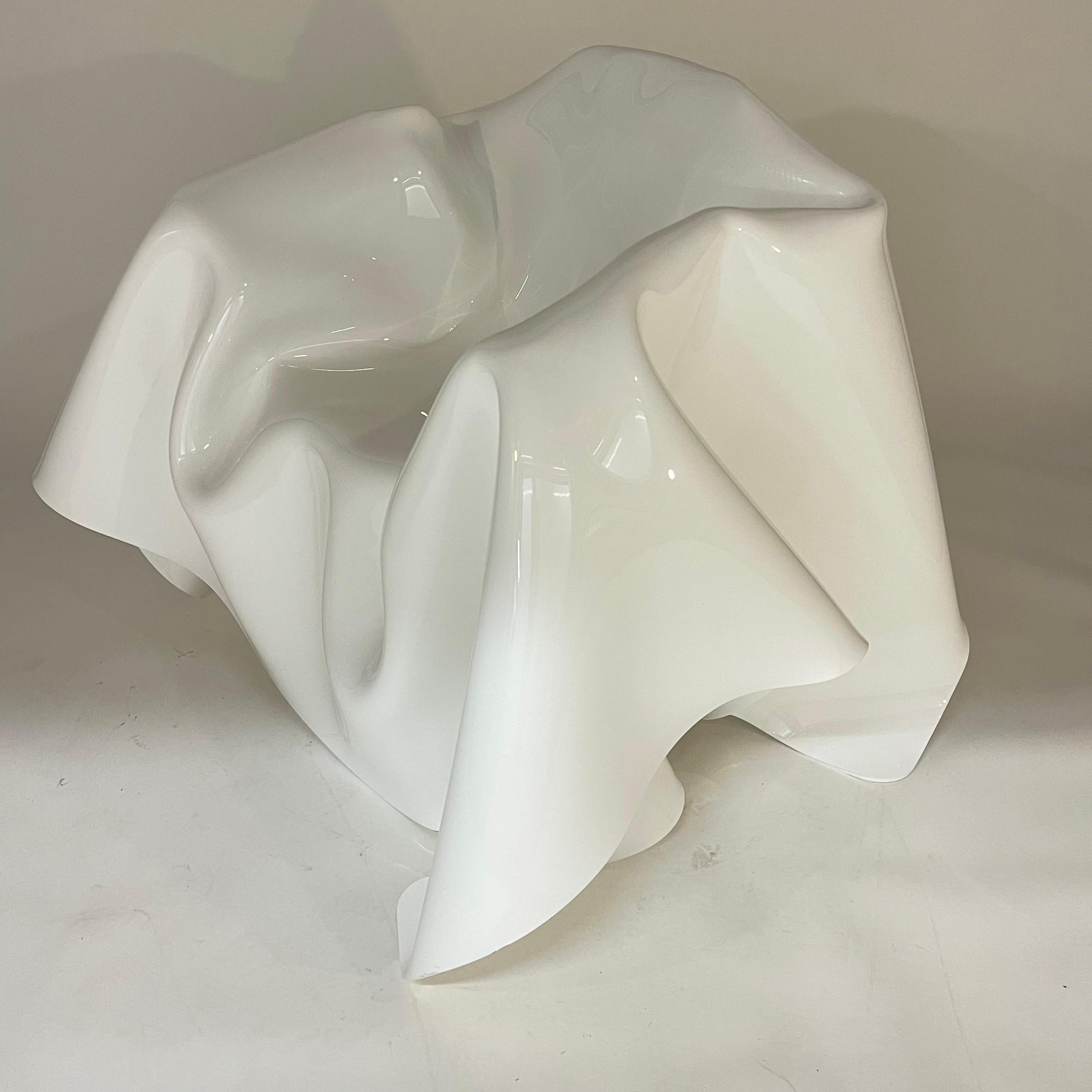 Post Modern White Acrylic Lucite Trompe L'oeil Handkerchief Ghost Chair, 1980s For Sale 1