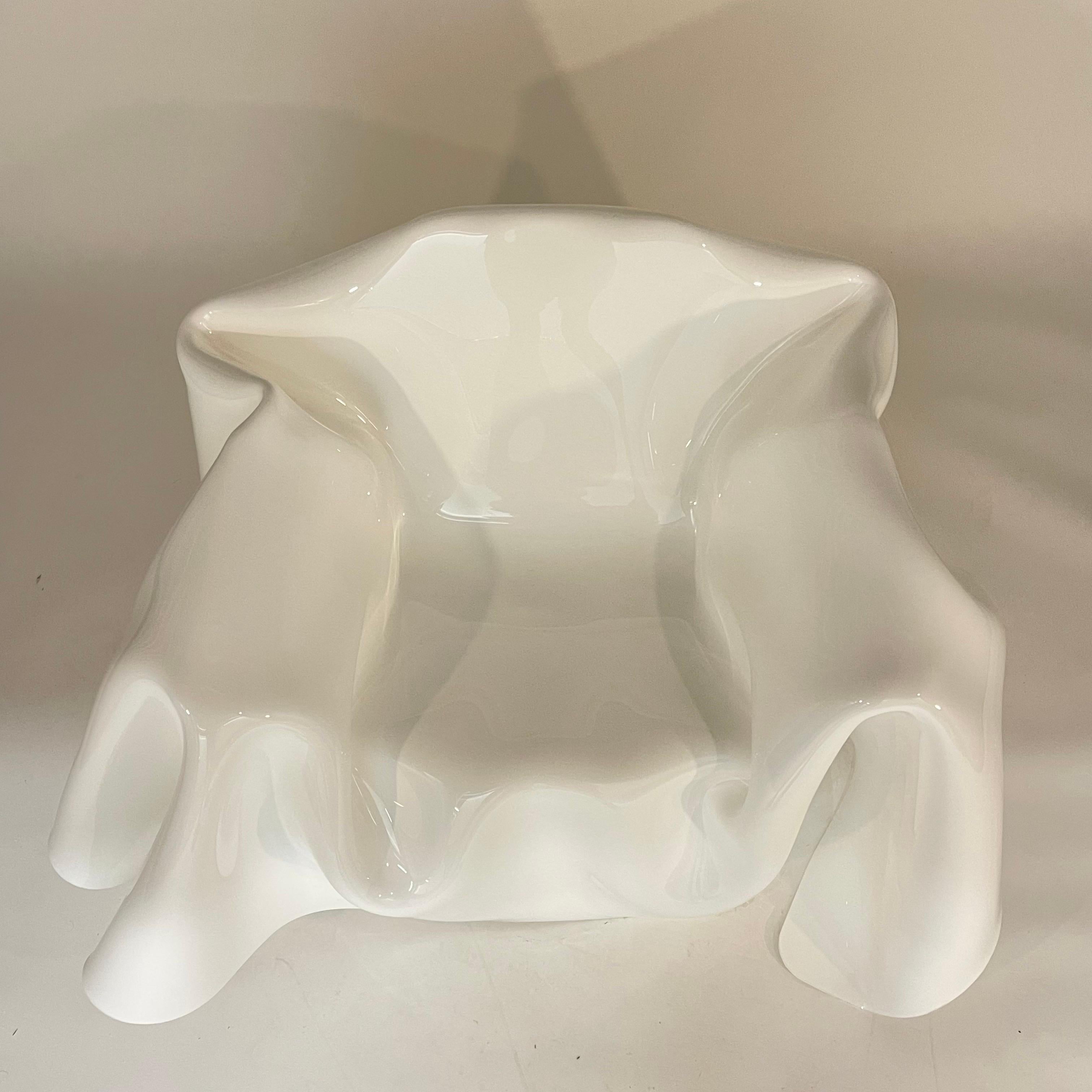 Post Modern White Acrylic Lucite Trompe L'oeil Handkerchief Ghost Chair, 1980s For Sale 2