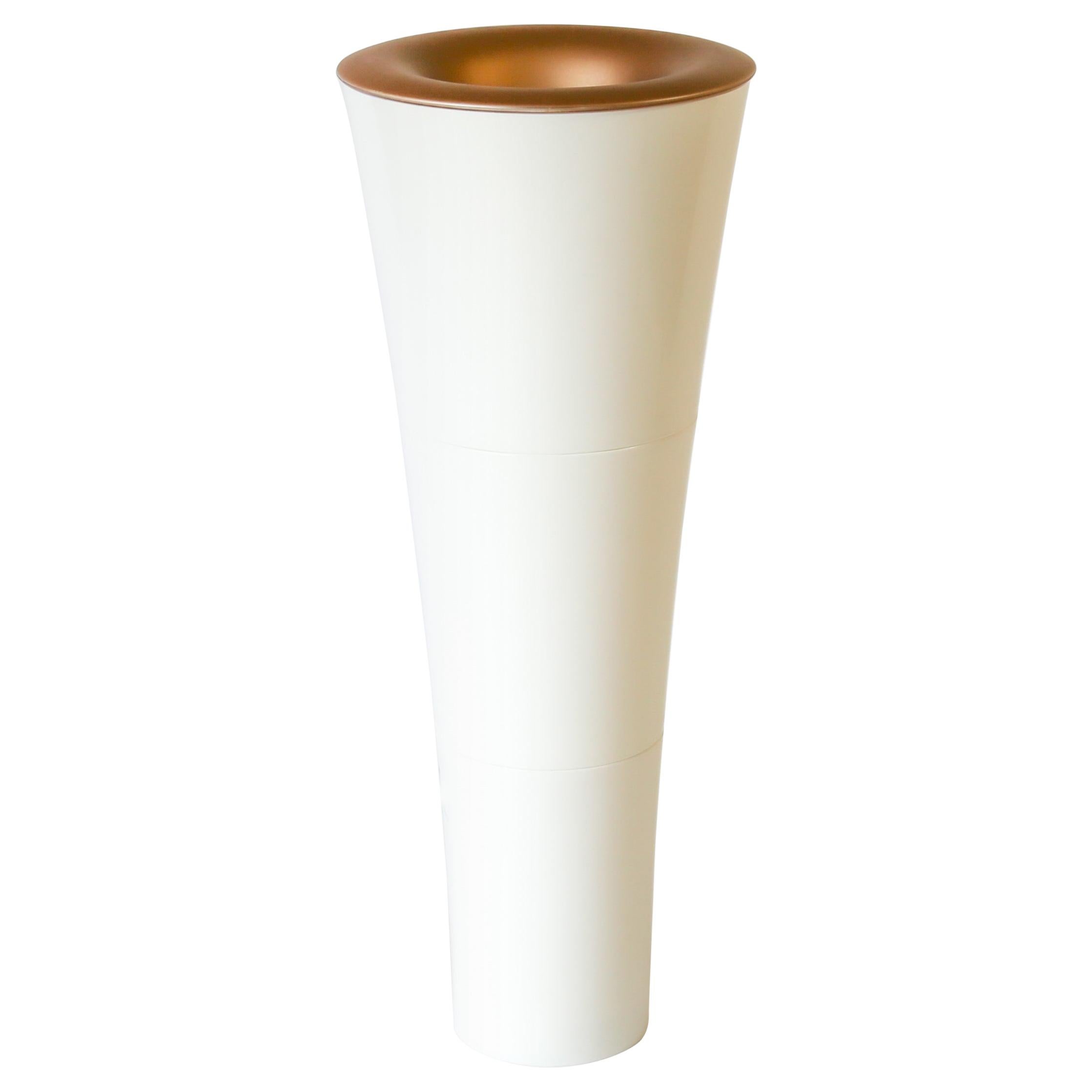Postmodern White and Gold Swedish Torchiere Floor Lamp