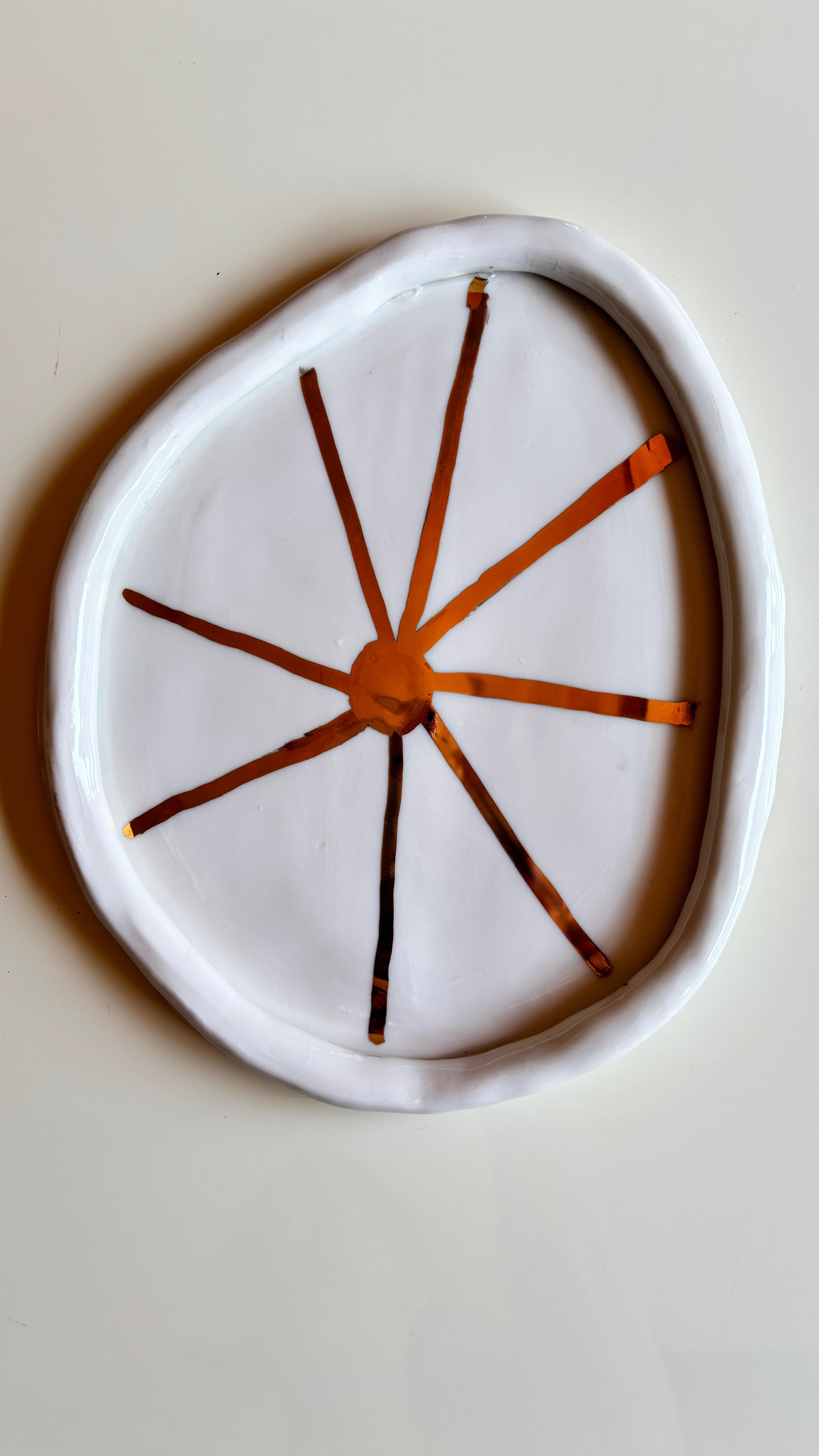 Post Modern Inspired White and Gold Unique Porcelain Plates by Hania Jneid For Sale 11