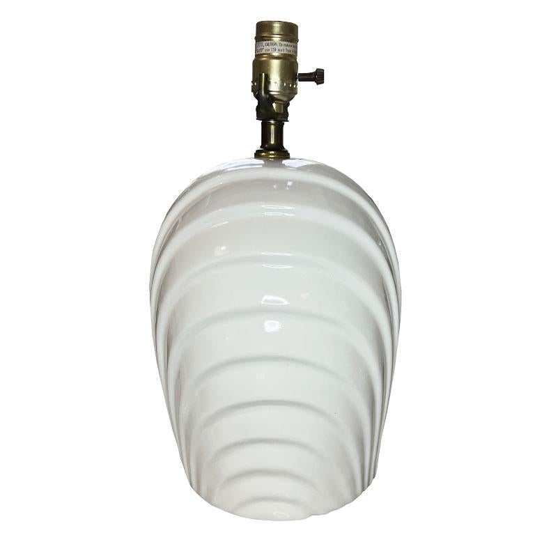 Post-Modern Post Modern White Ceramic Shell Grotto Motif Table Lamp - 1980s For Sale