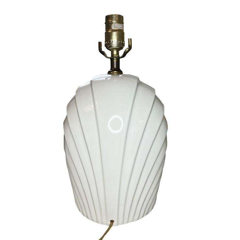 Late 20th Century Post Modern White Ceramic Shell Grotto Motif Table Lamp - 1980s For Sale