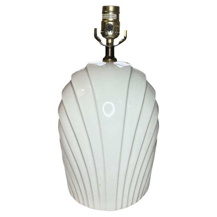 Post Modern White Ceramic Shell Grotto Motif Table Lamp - 1980s