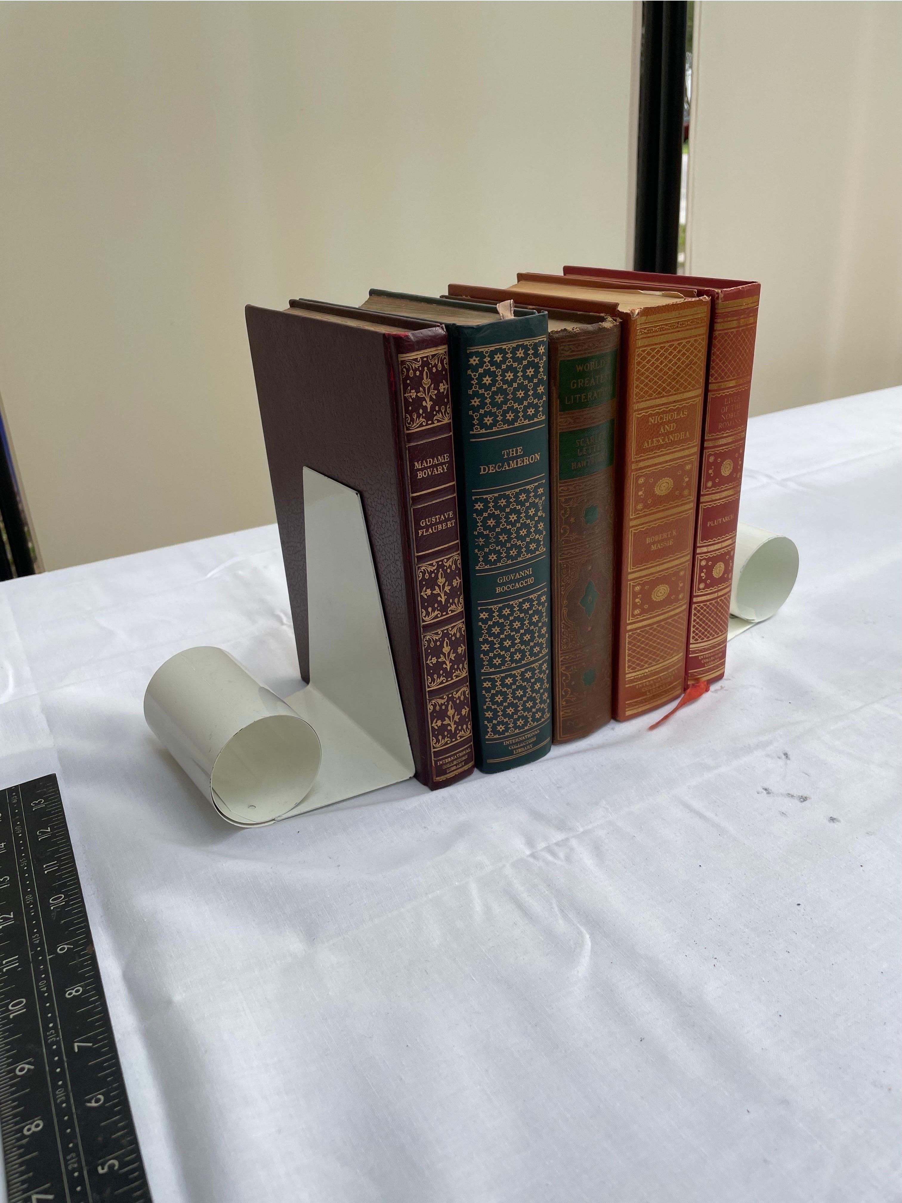 Post-Modern Post Modern White Enamel Bookends- a Pair For Sale