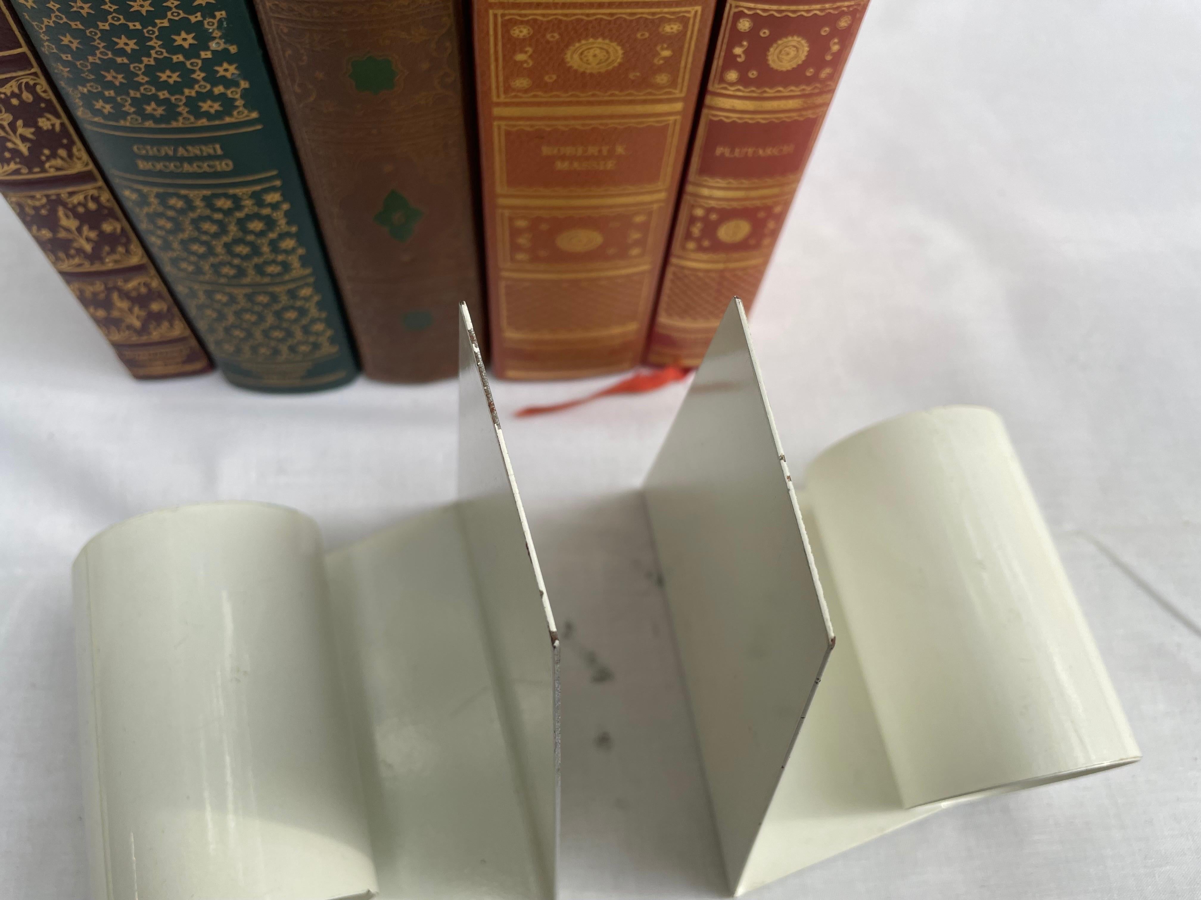 Painted Post Modern White Enamel Bookends- a Pair For Sale