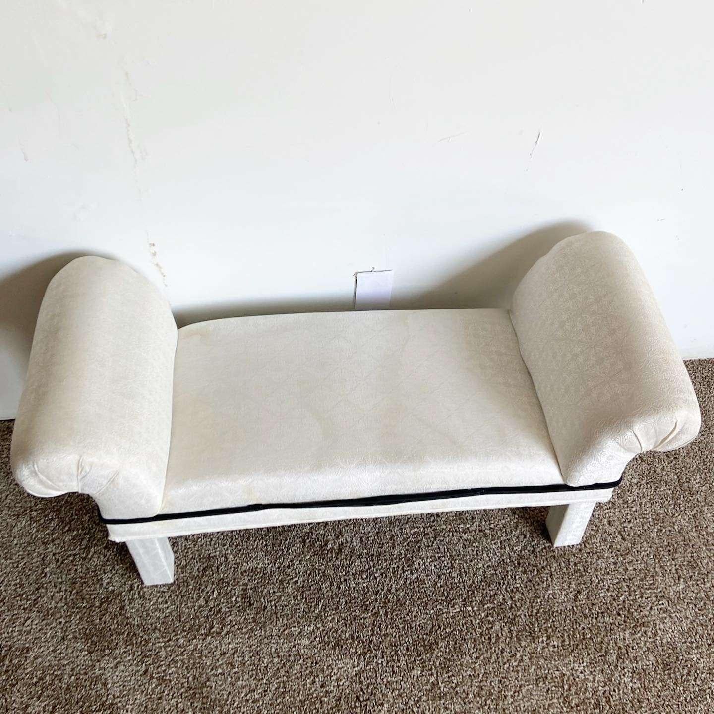 Post-Modern Post Modern White Flair Bench With Black Trim For Sale