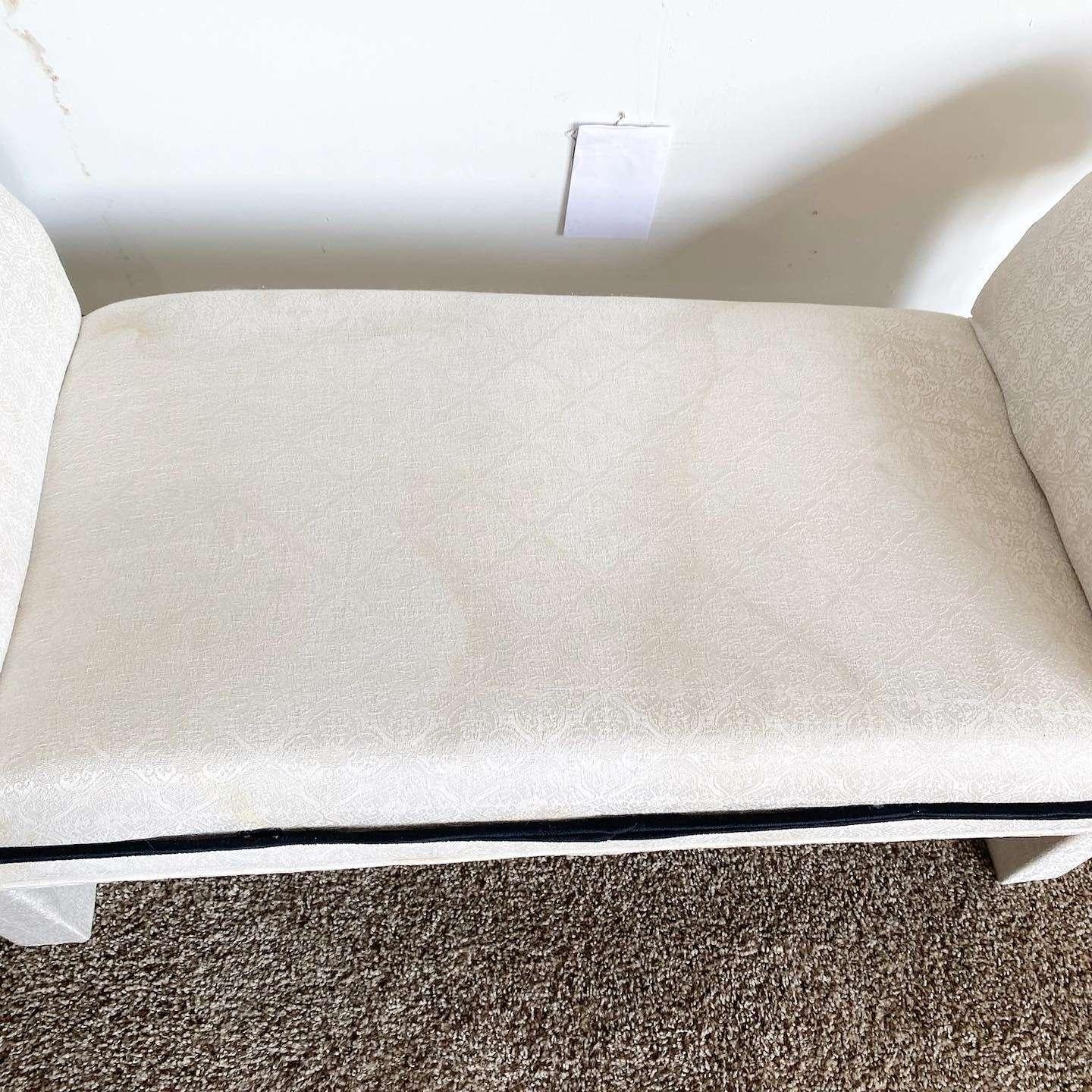 Post Modern White Flair Bench With Black Trim In Good Condition For Sale In Delray Beach, FL
