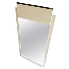 Miroir mural post-moderne en chrome laqué blanc par Lane