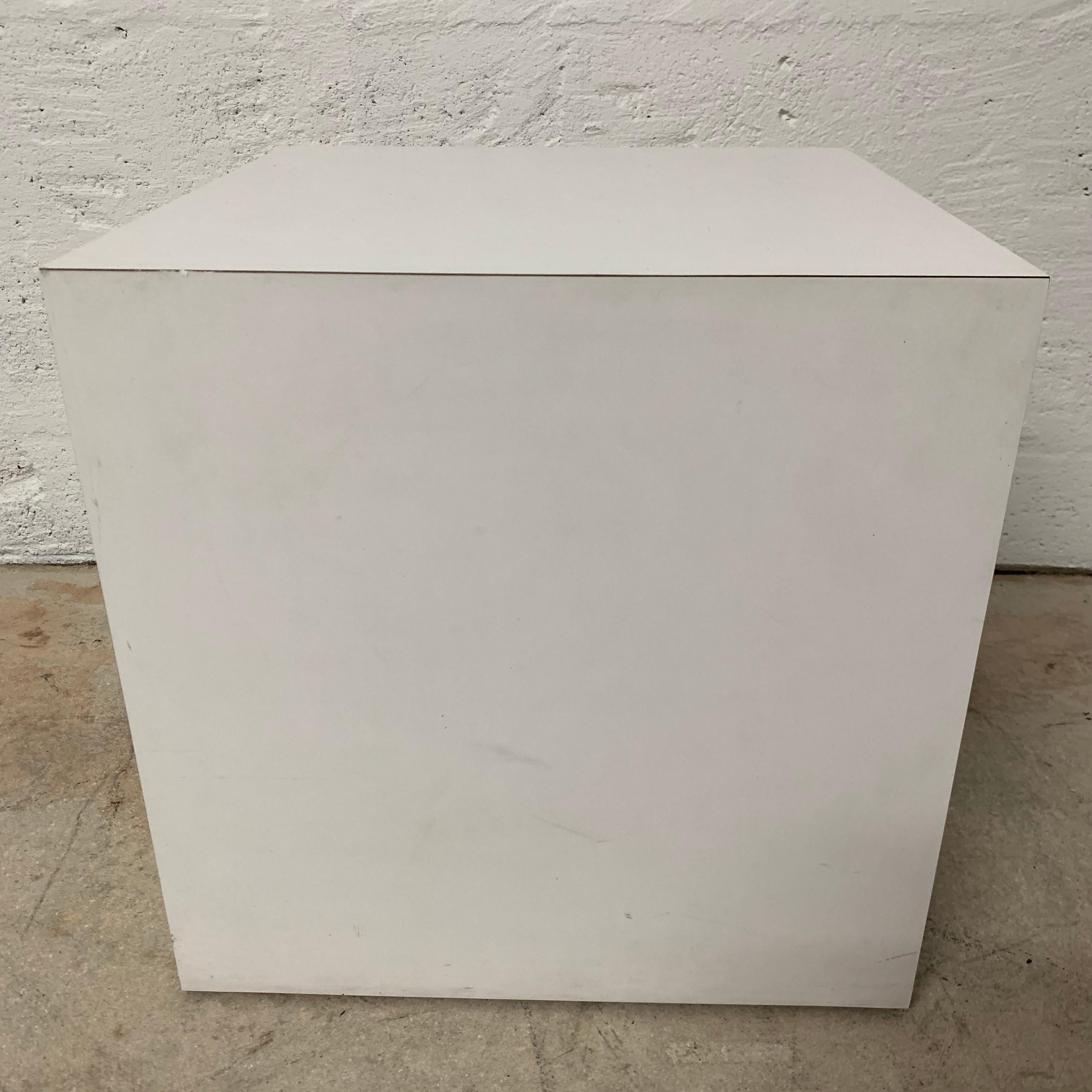 white laminate cube table pedestal