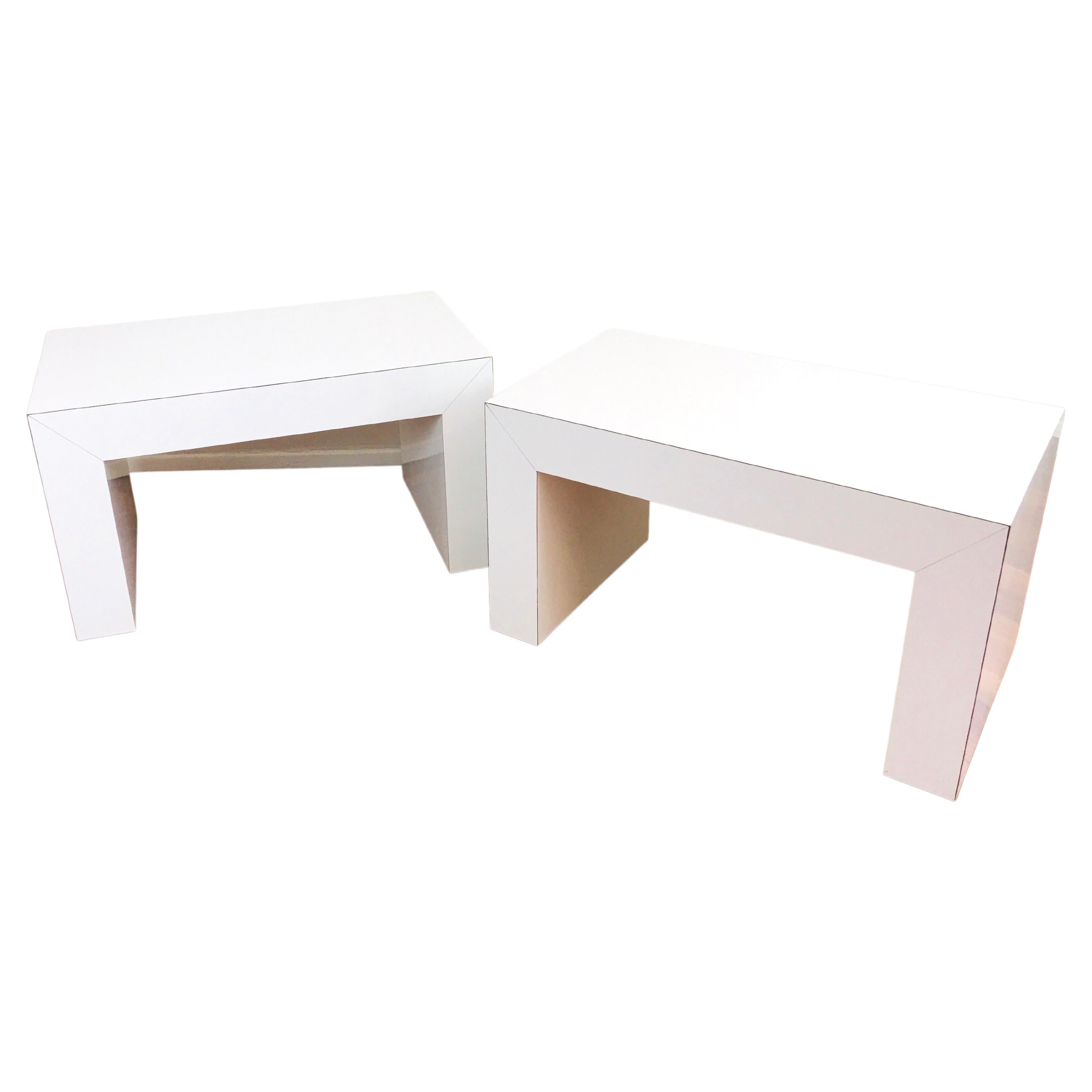 Post Modern White Laminate Parsons Tables, Set