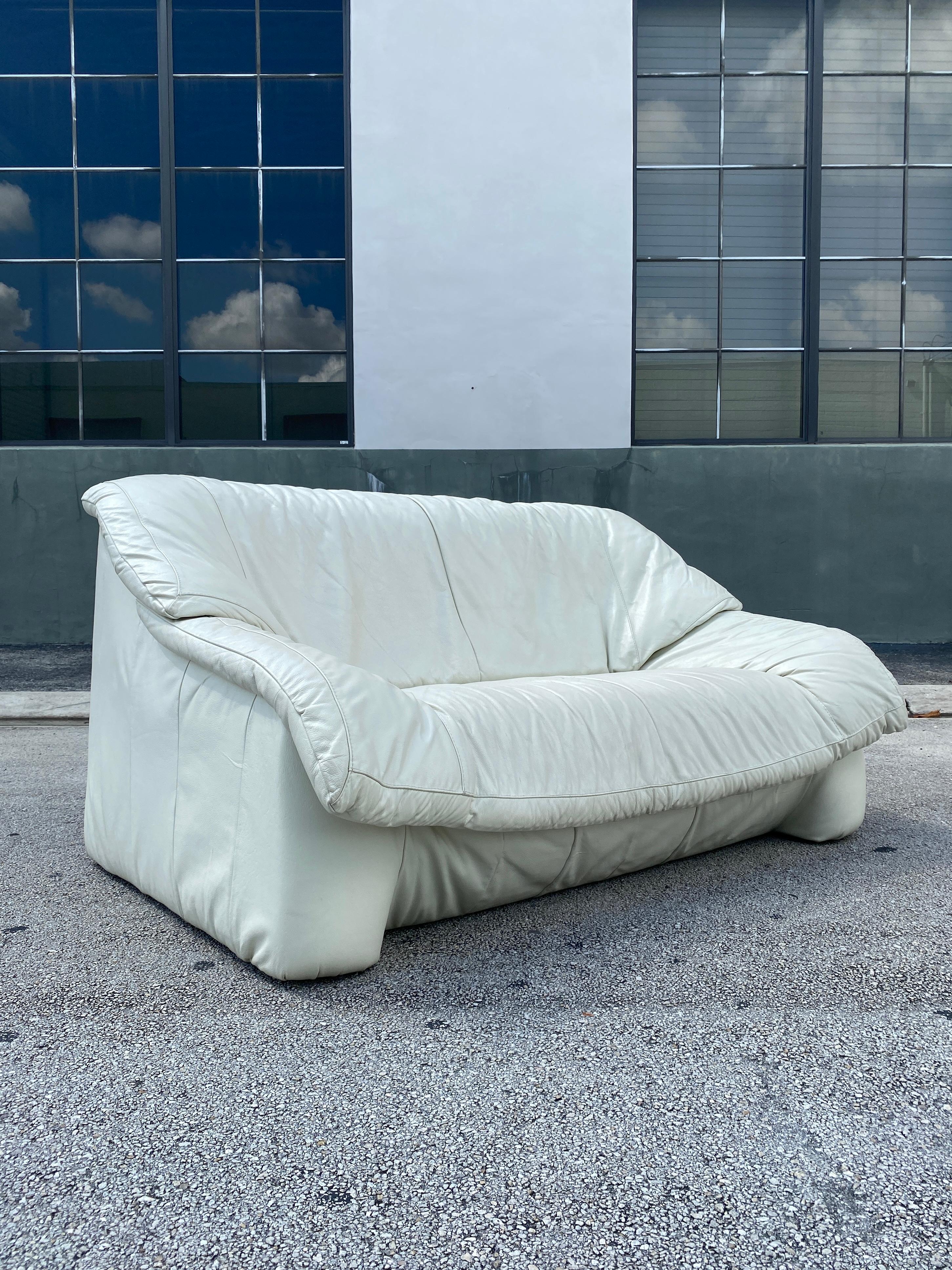 modern white leather couch