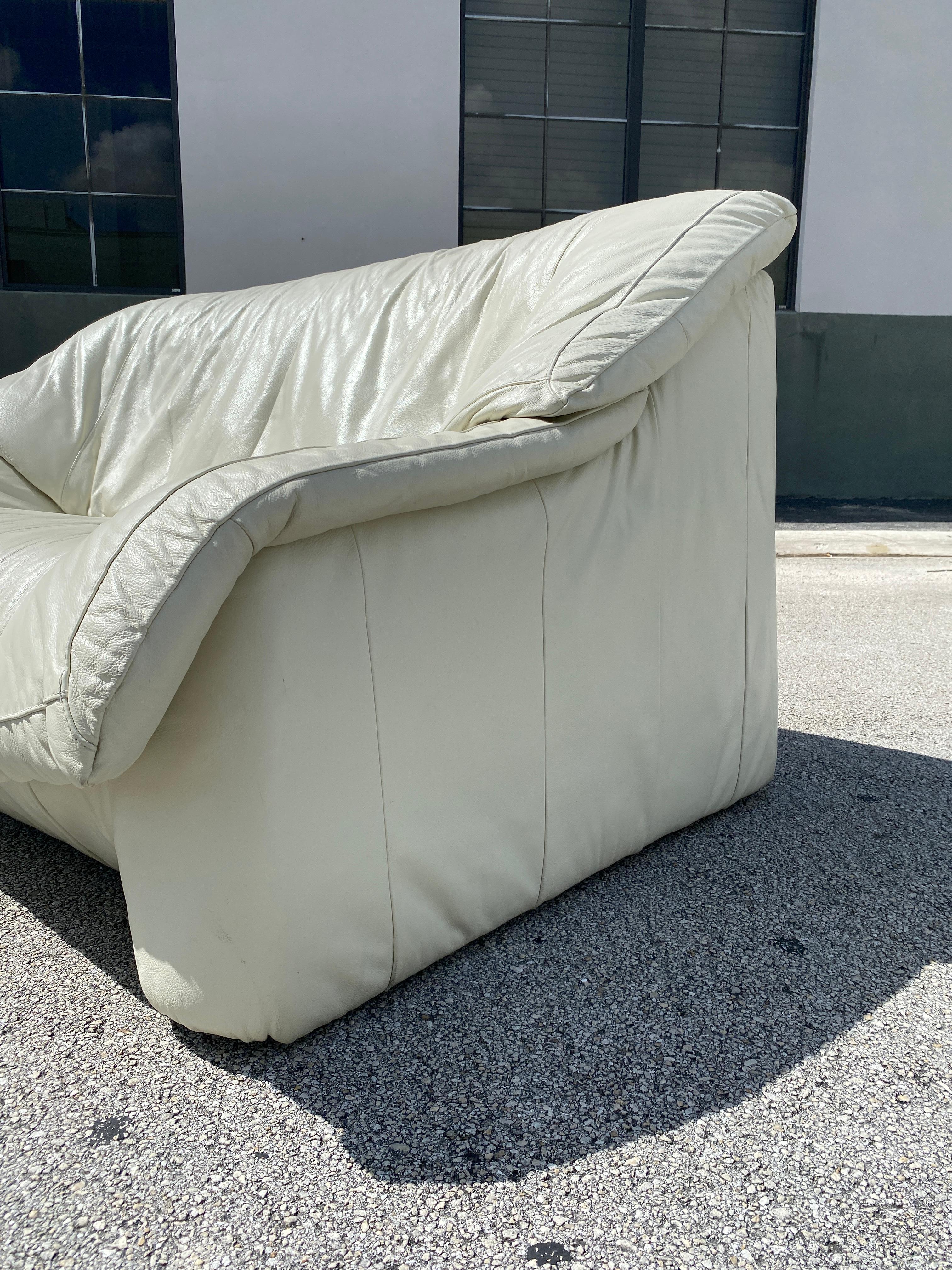 contemporary white leather sofa