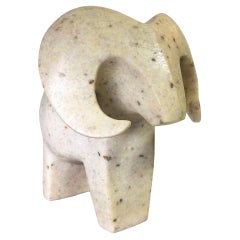 Post Modern White Marble Ram Sheep Sculpture by Masatoyo Kishi Kuki 32/200