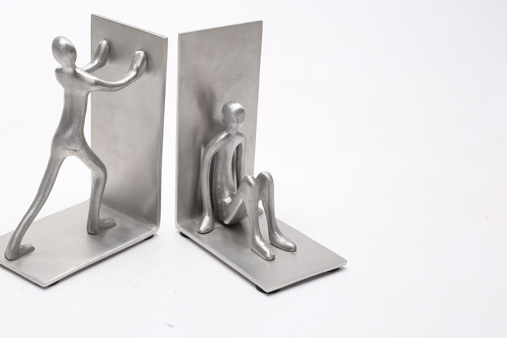 Mid-Century Modern Post Modern White Metal Bookends For Sale