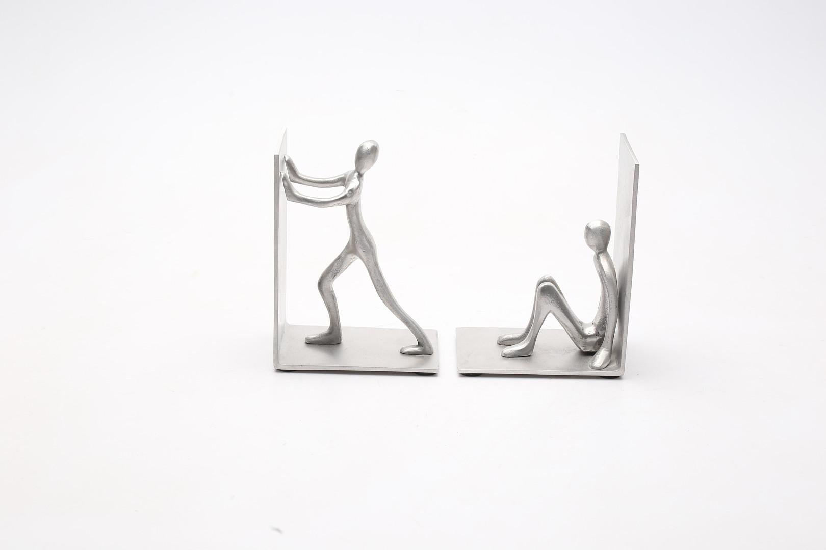 Late 20th Century Post Modern White Metal Bookends For Sale