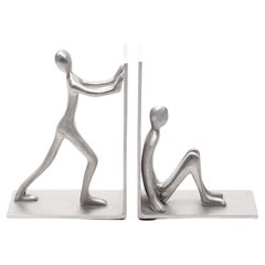 Retro Post Modern White Metal Bookends