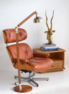 Postmodern Wood and Nickel Articulated Floor Lamp