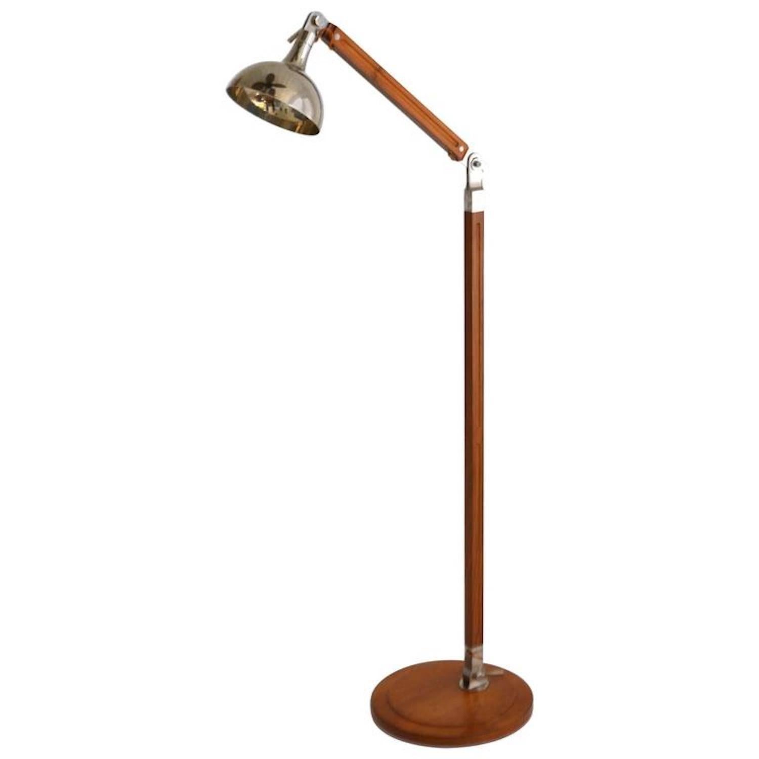 Postmodern Wood and Nickel Articulated Floor Lamp For Sale 1