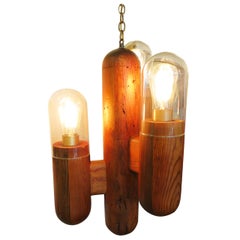 Postmodern Wood Cactus Chandelier