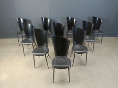 Post modern wooden dining chairs, 1980s - set of 10