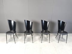 Post modern wooden dining chairs, 1980s - set of 4