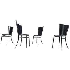 Post modern wooden dining chairs, 1980s - set of 4