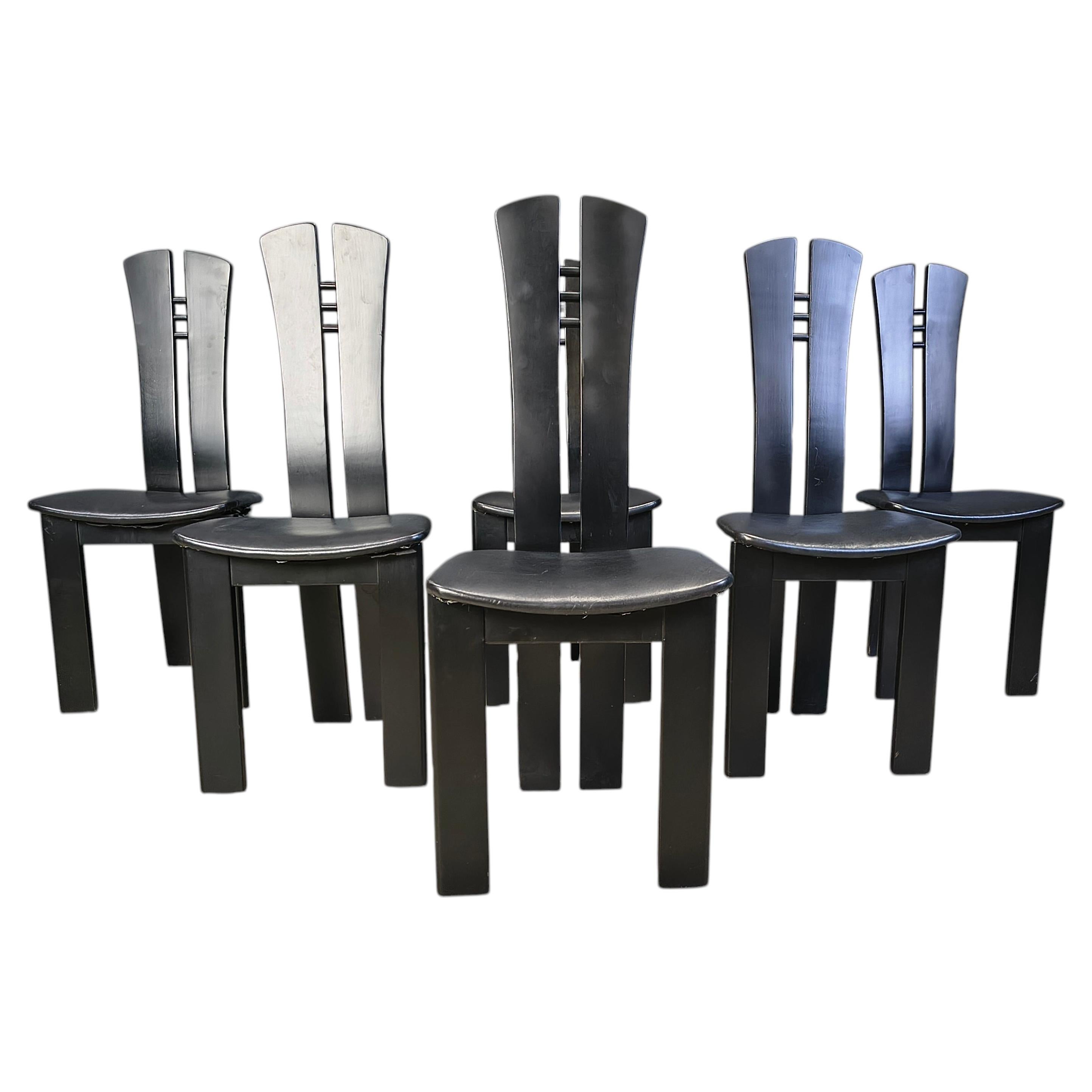 Post modern wooden dining chairs, 1980s - set of 6