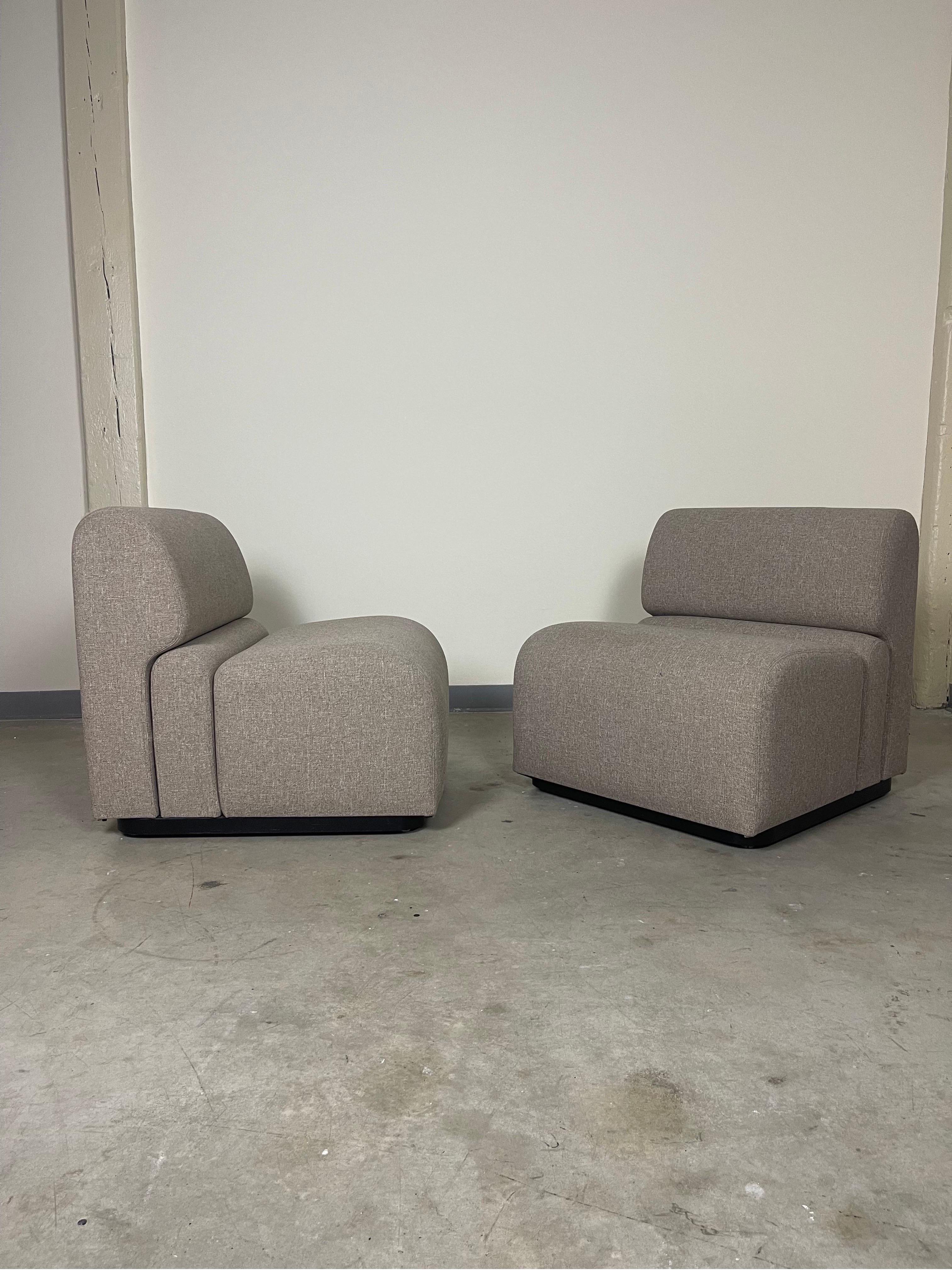 North American Post Modern Wool Slipper Chairs by Jack Cartwright 