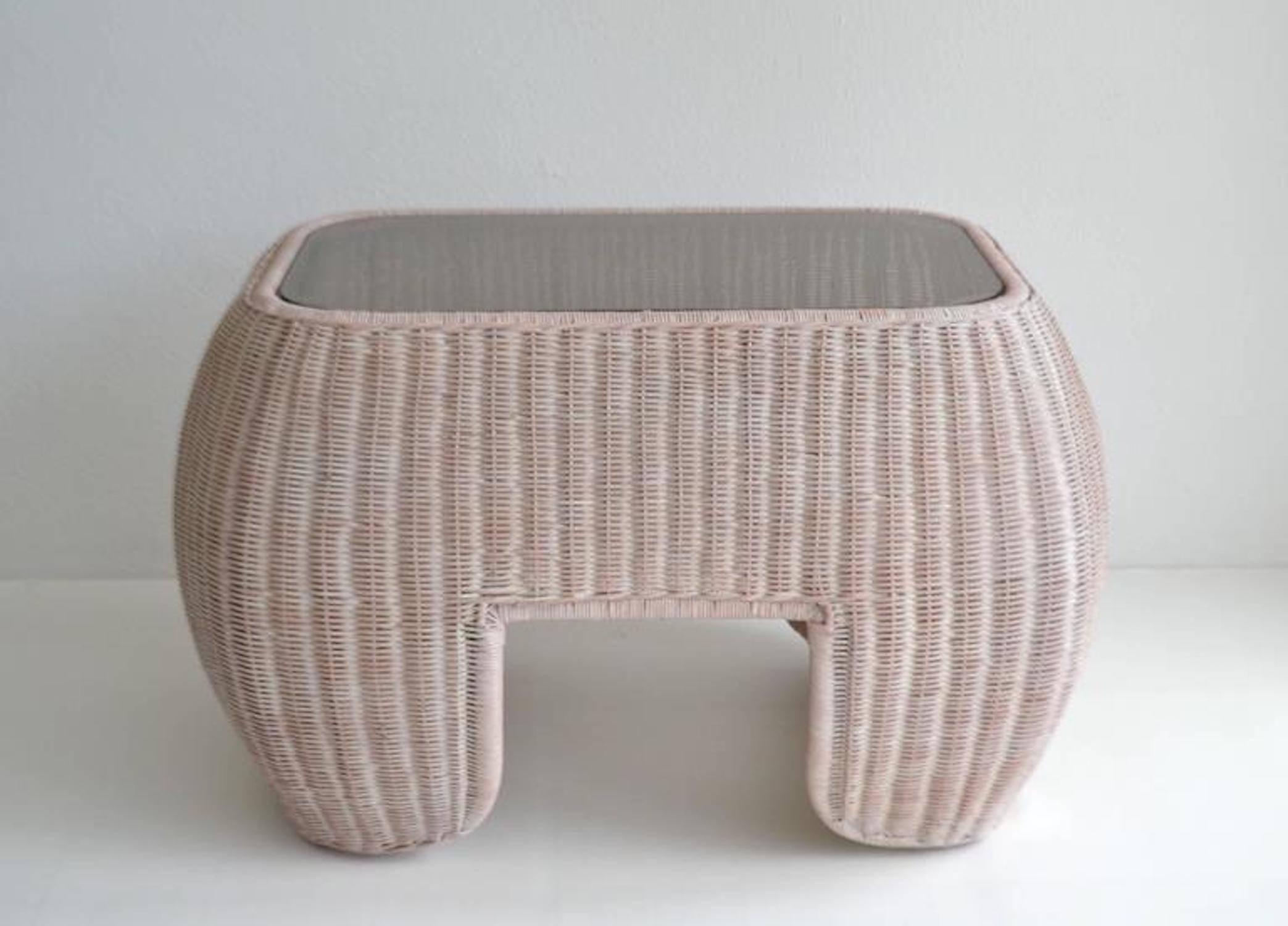 Post-Modern Postmodern Woven Reed Side Table