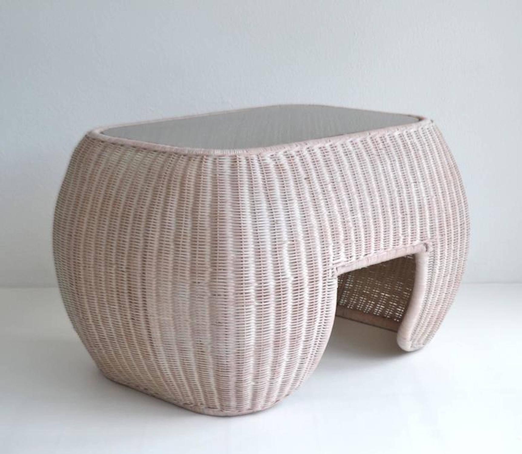 American Postmodern Woven Reed Side Table