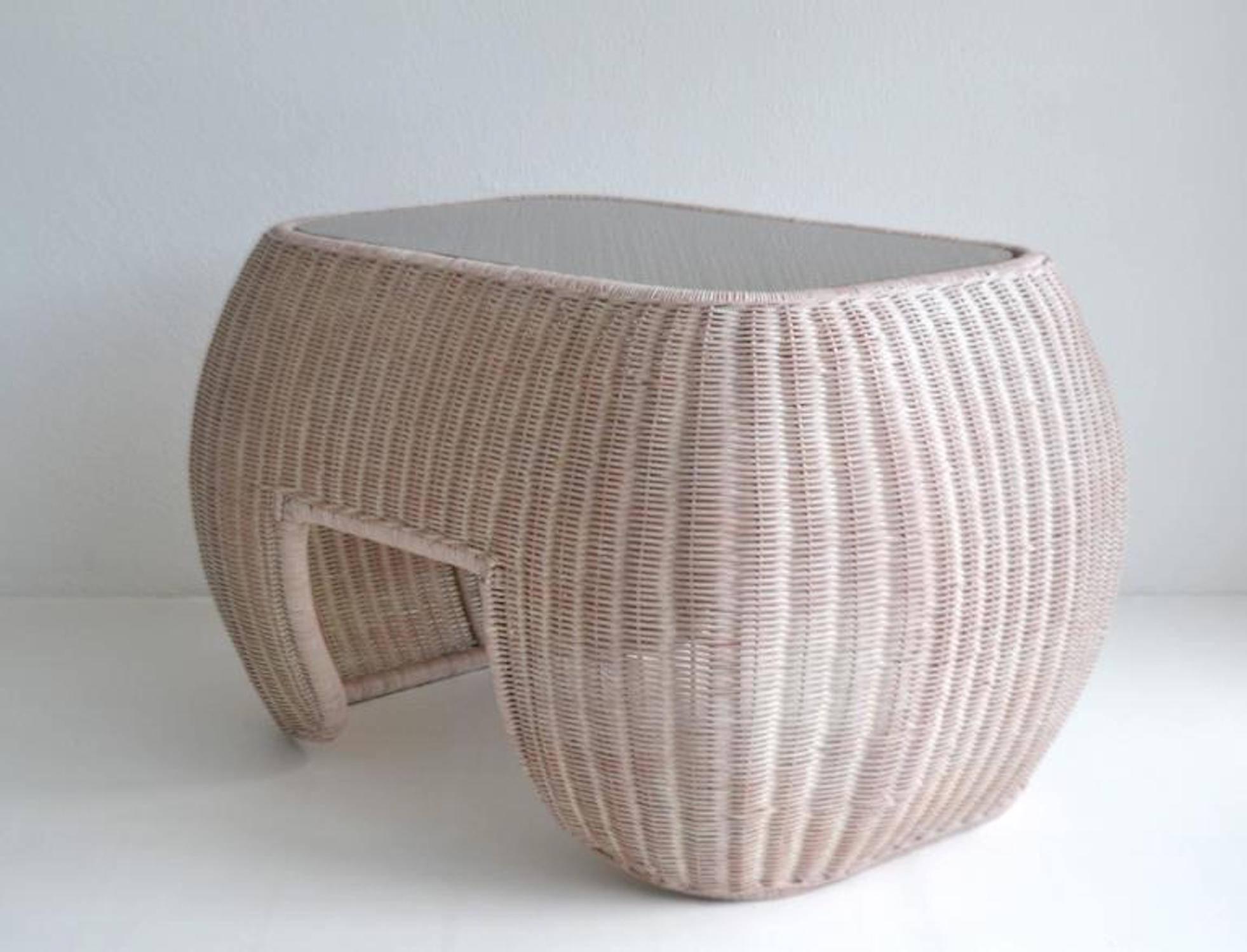 Late 20th Century Postmodern Woven Reed Side Table