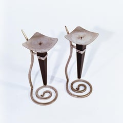 Candelabros posmodernos de hierro forjado, Suecia, años 80