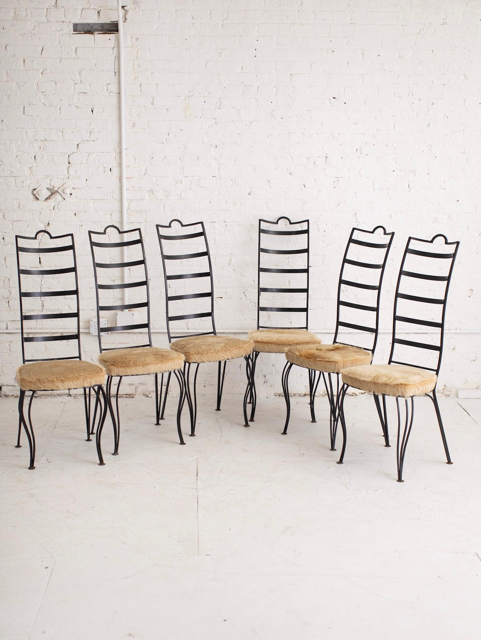 Post-Modern Post Modern Wrought Iron Ladderback Chairs, Set of 6
