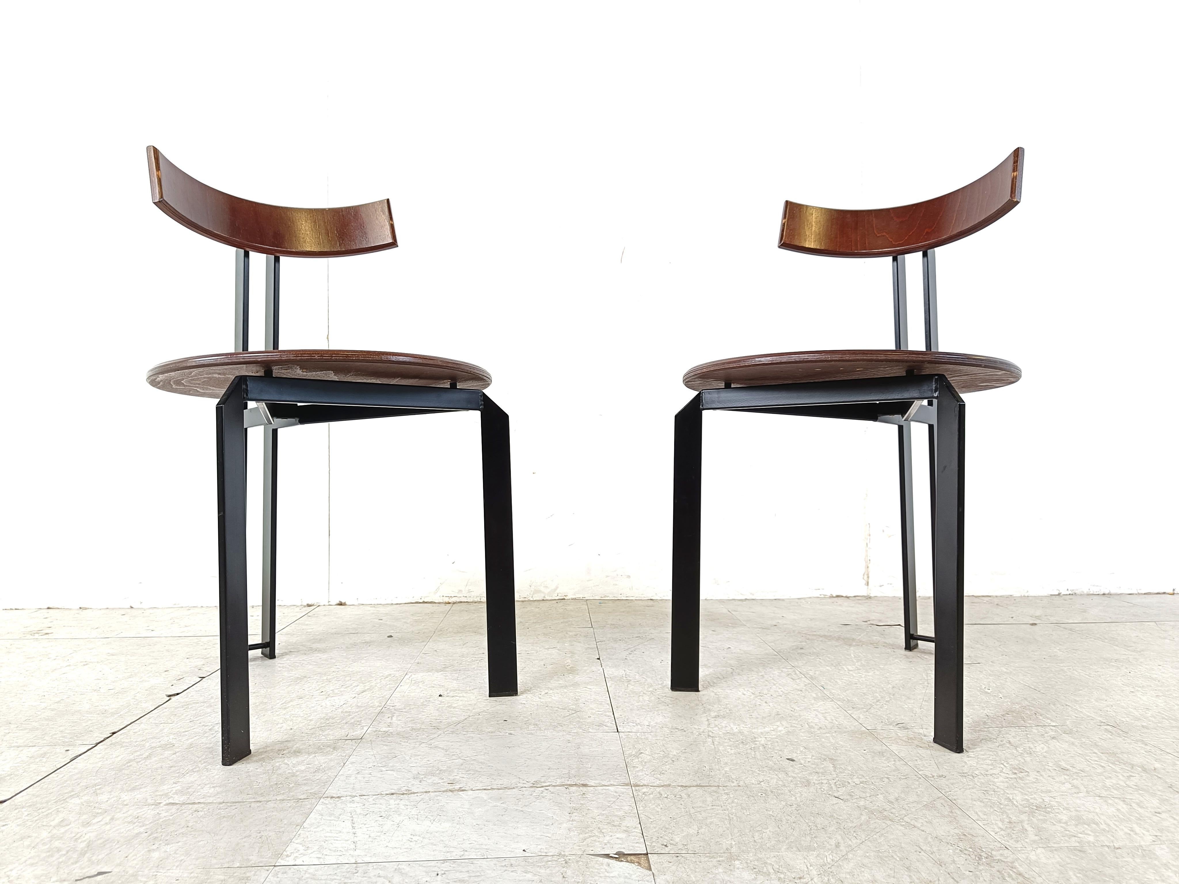 Late 20th Century Post modern Zeta dining chairs by Martin Haksteen for Harvink, 1980s For Sale