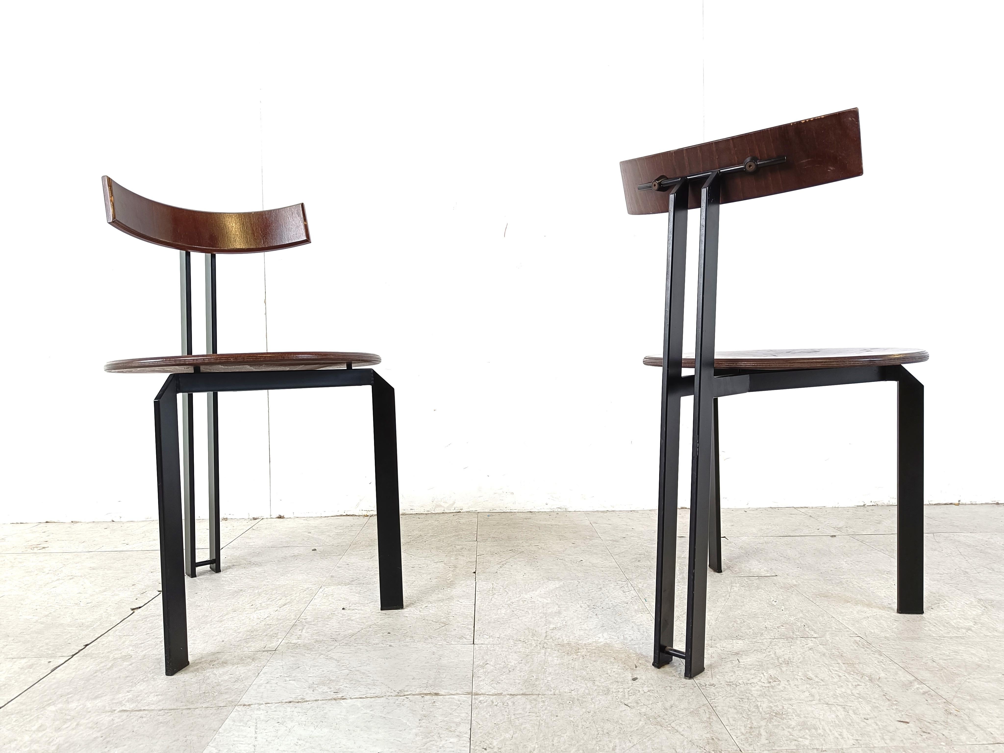 Metal Post modern Zeta dining chairs by Martin Haksteen for Harvink, 1980s For Sale