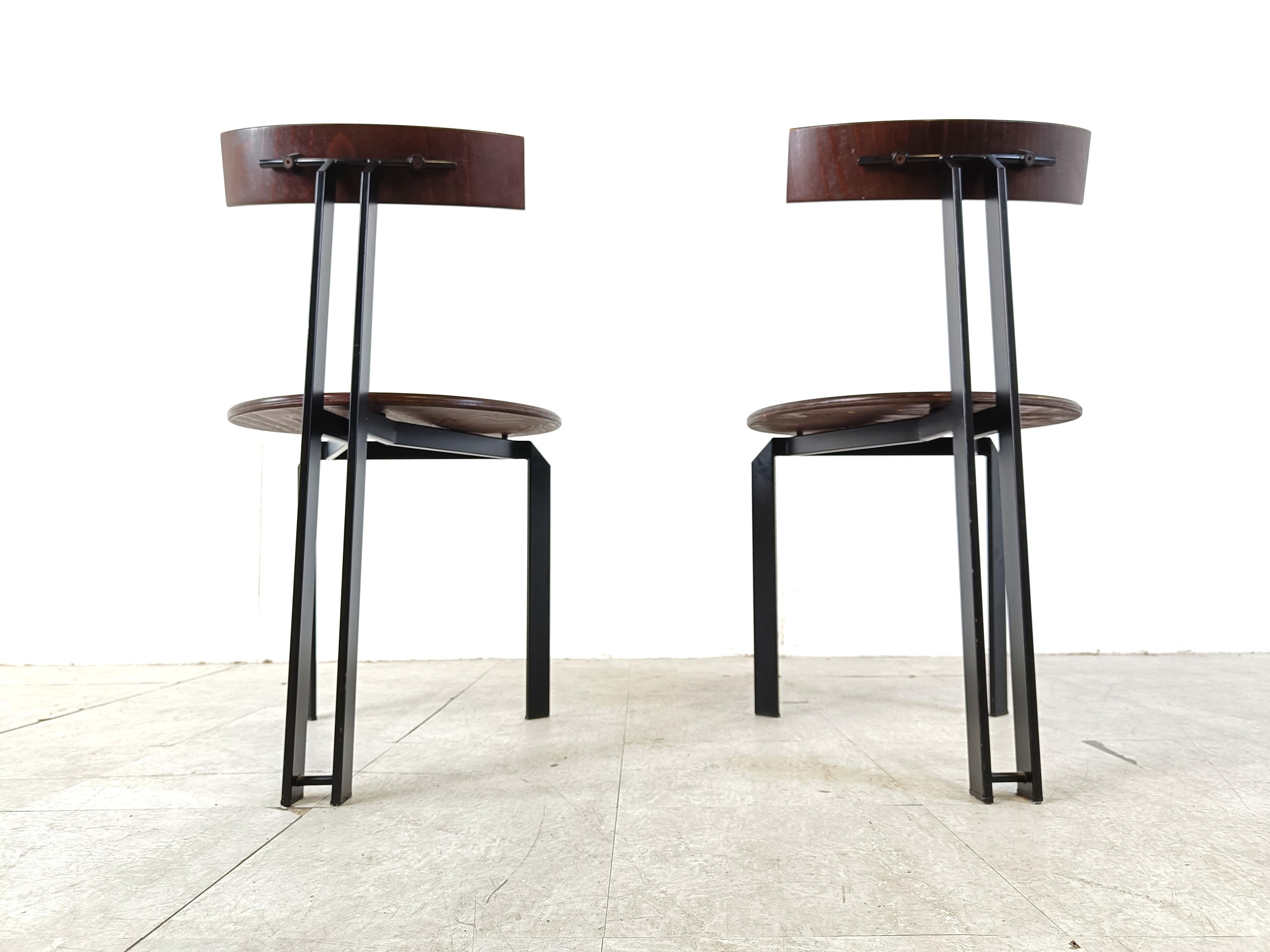 Post modern Zeta dining chairs by Martin Haksteen for Harvink, 1980s For Sale 2