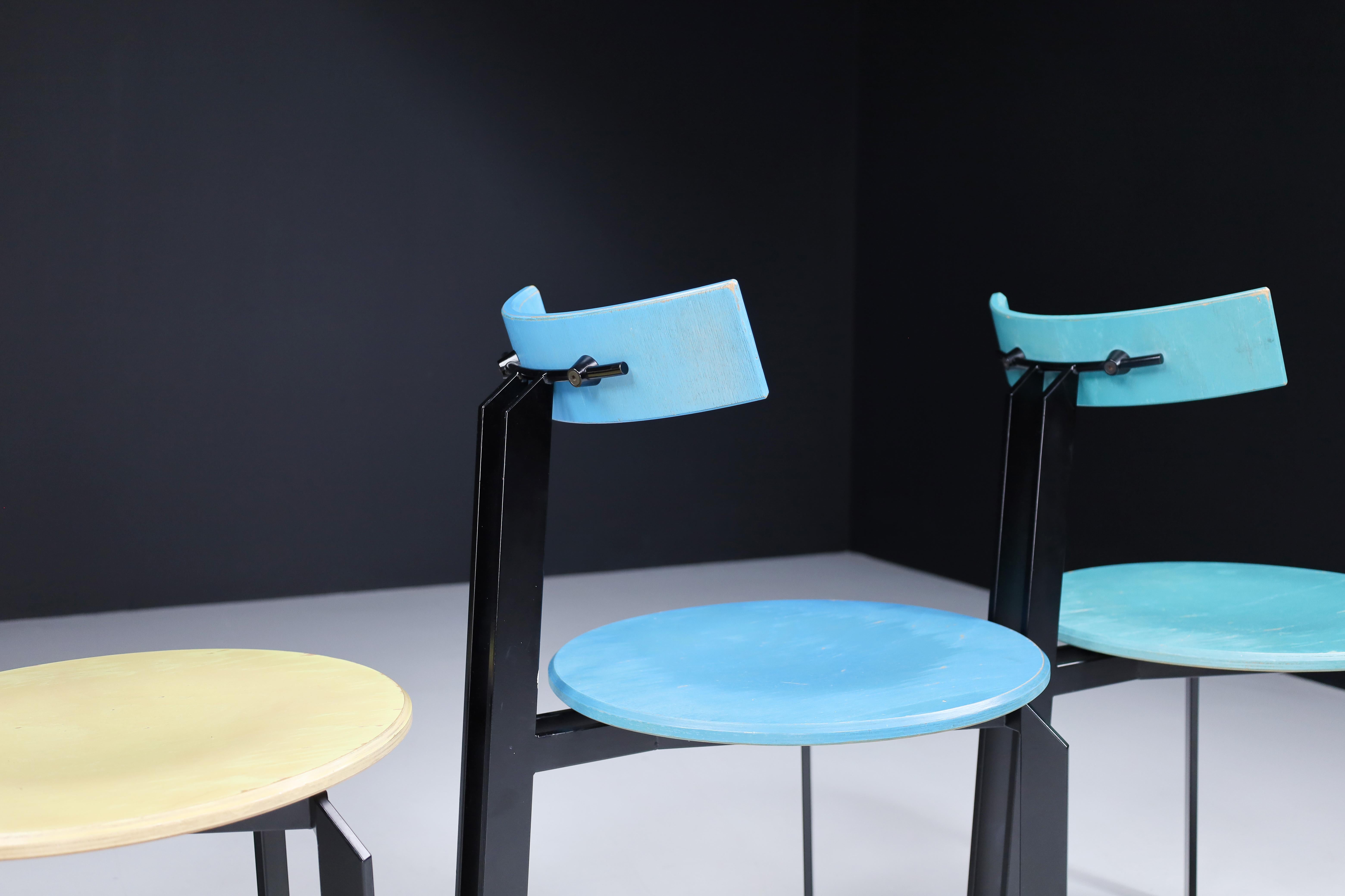 Steel Post Modern Zeta Dining Chairs by Martin Haksteen for Harvink, The Netherlands For Sale