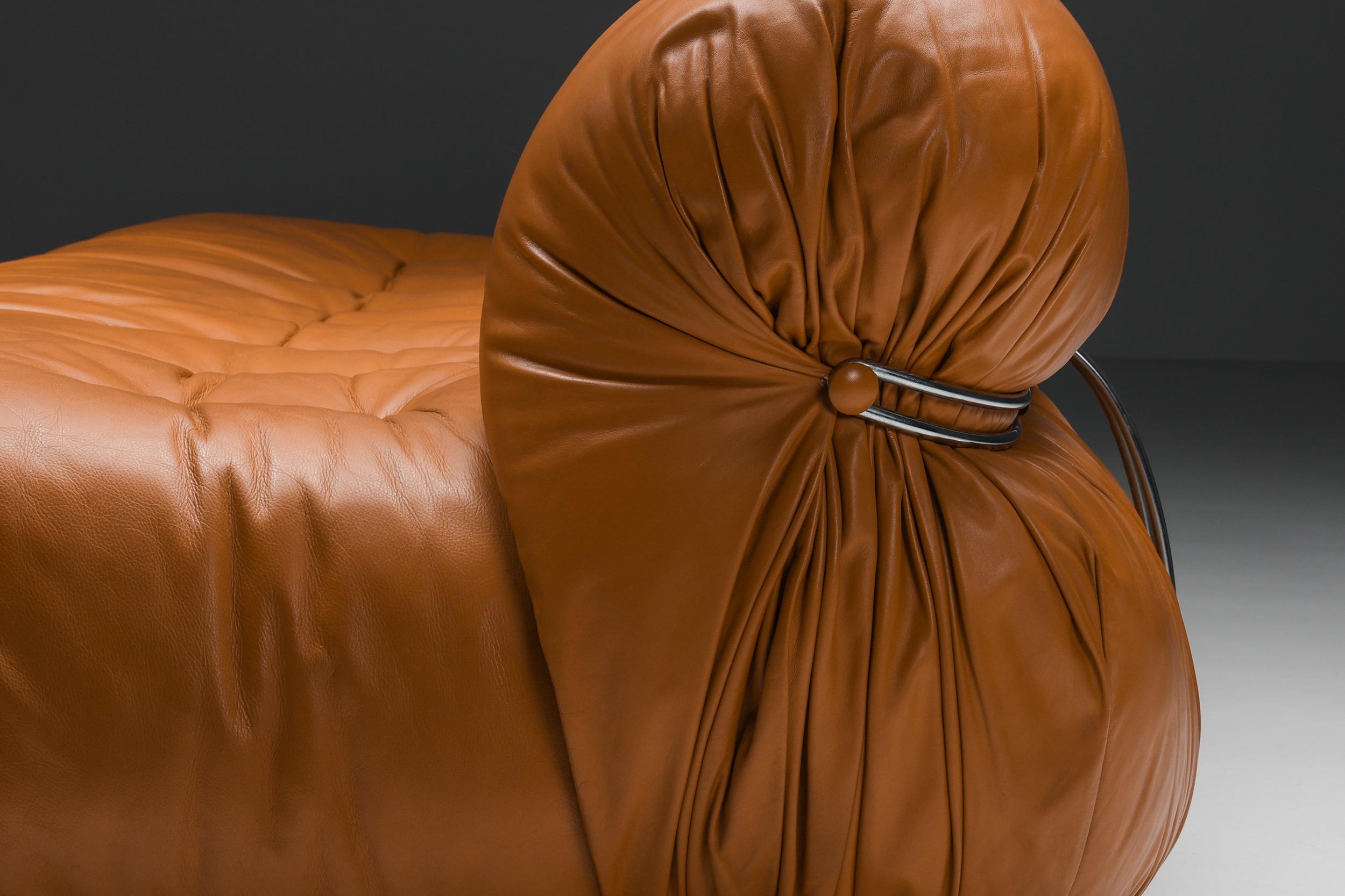 Post-Modern, Cassina 'Soriana' Cognac Leather Sofa by Afra and Tobia Scarpa, 1970 2