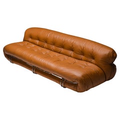 Post-Modern, Cassina 'Soriana' Cognac Leather Sofa by Afra and Tobia Scarpa, 1970