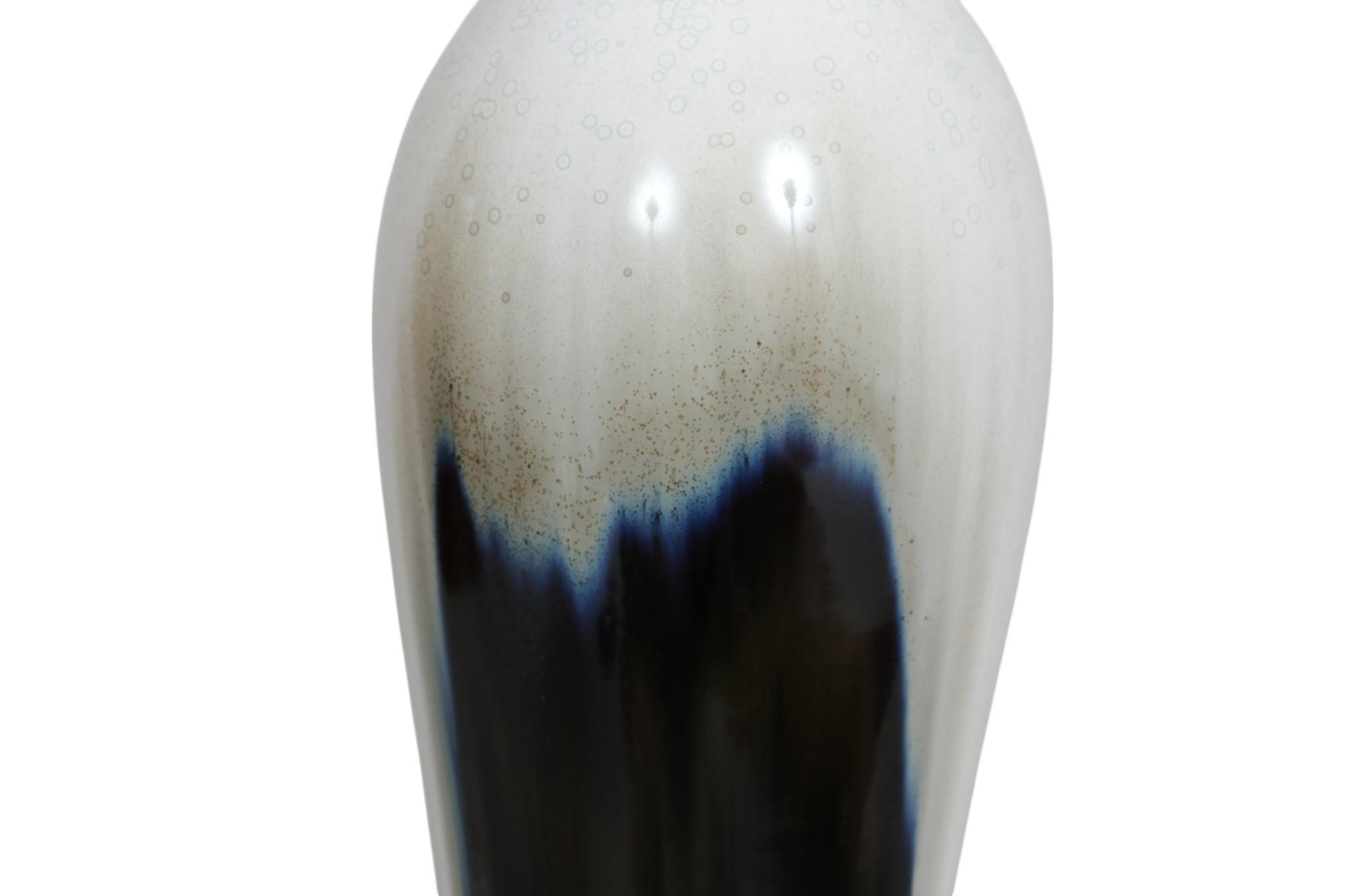 20th Century Post Moderne Drip Glazed Ceramic Table Lamp For Sale