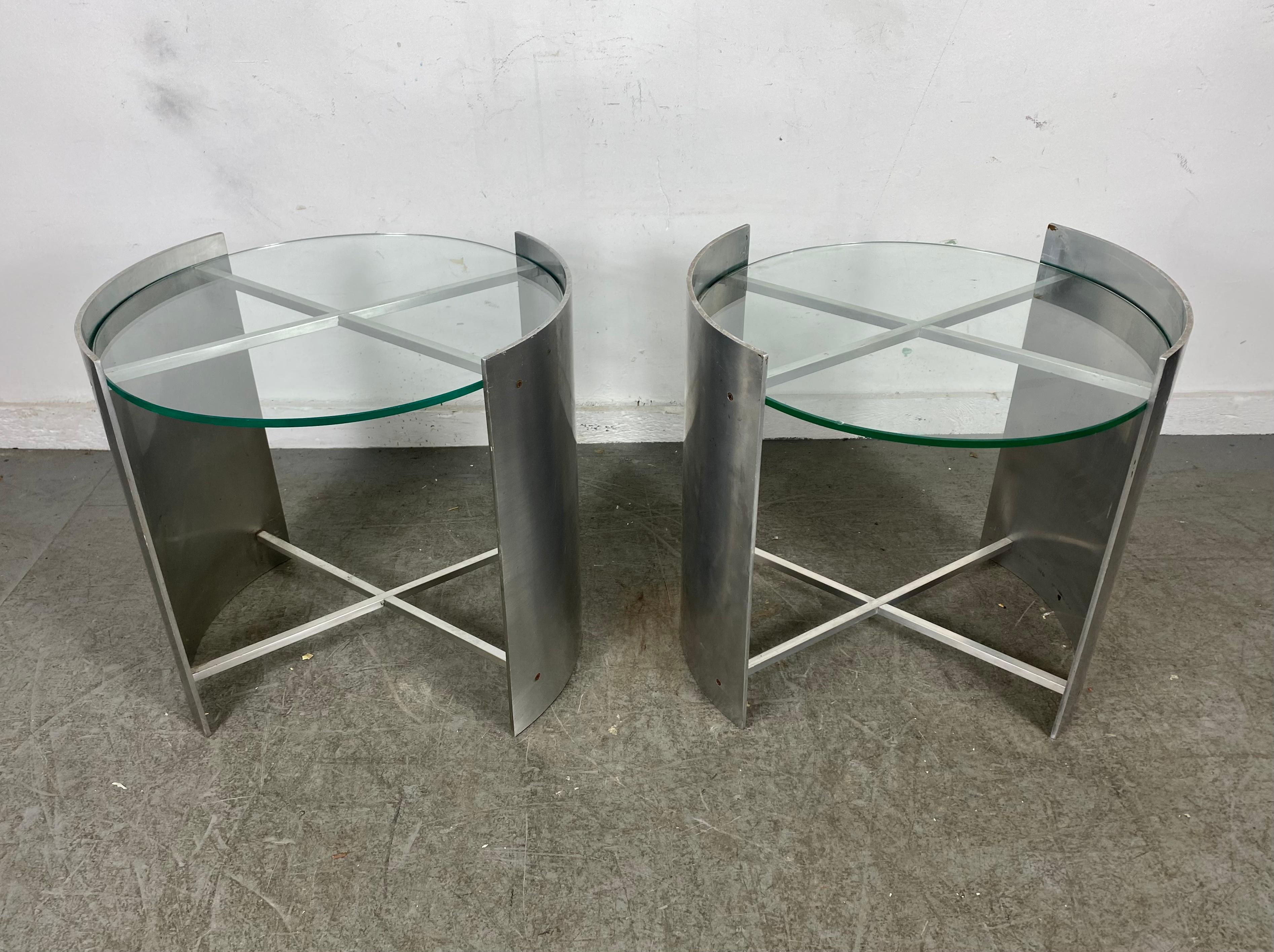 Post Modernist / Art Deco Style  Aluminum and Glass Tables For Sale 1