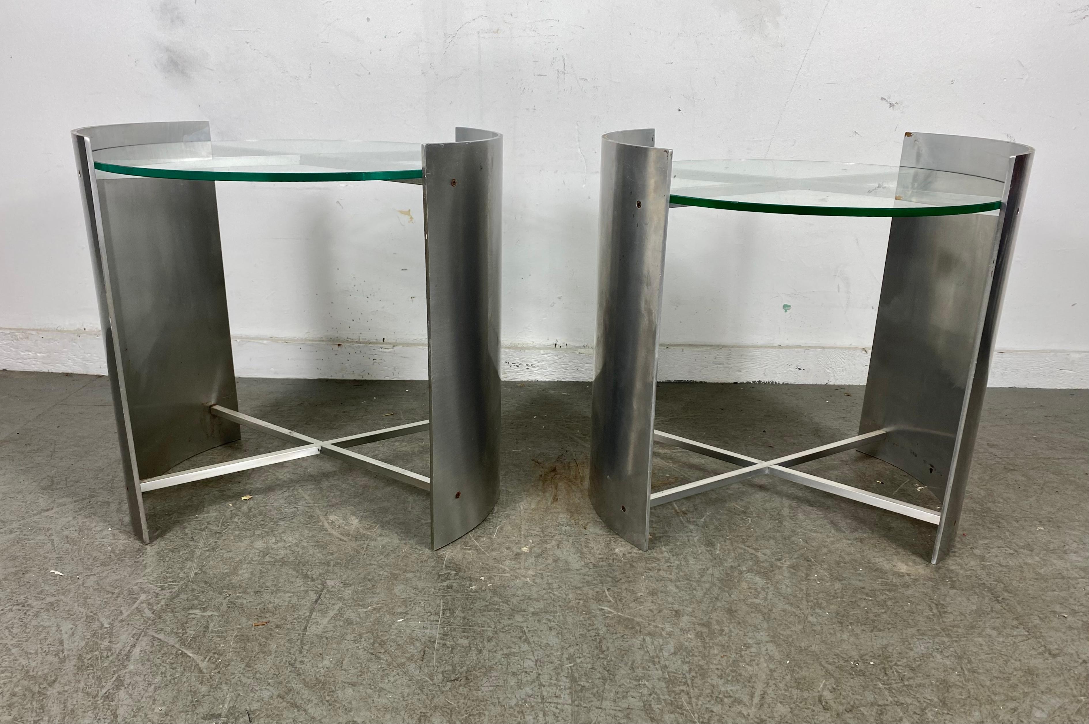 Post Modernist / Art Deco Style  Aluminum and Glass Tables For Sale 2