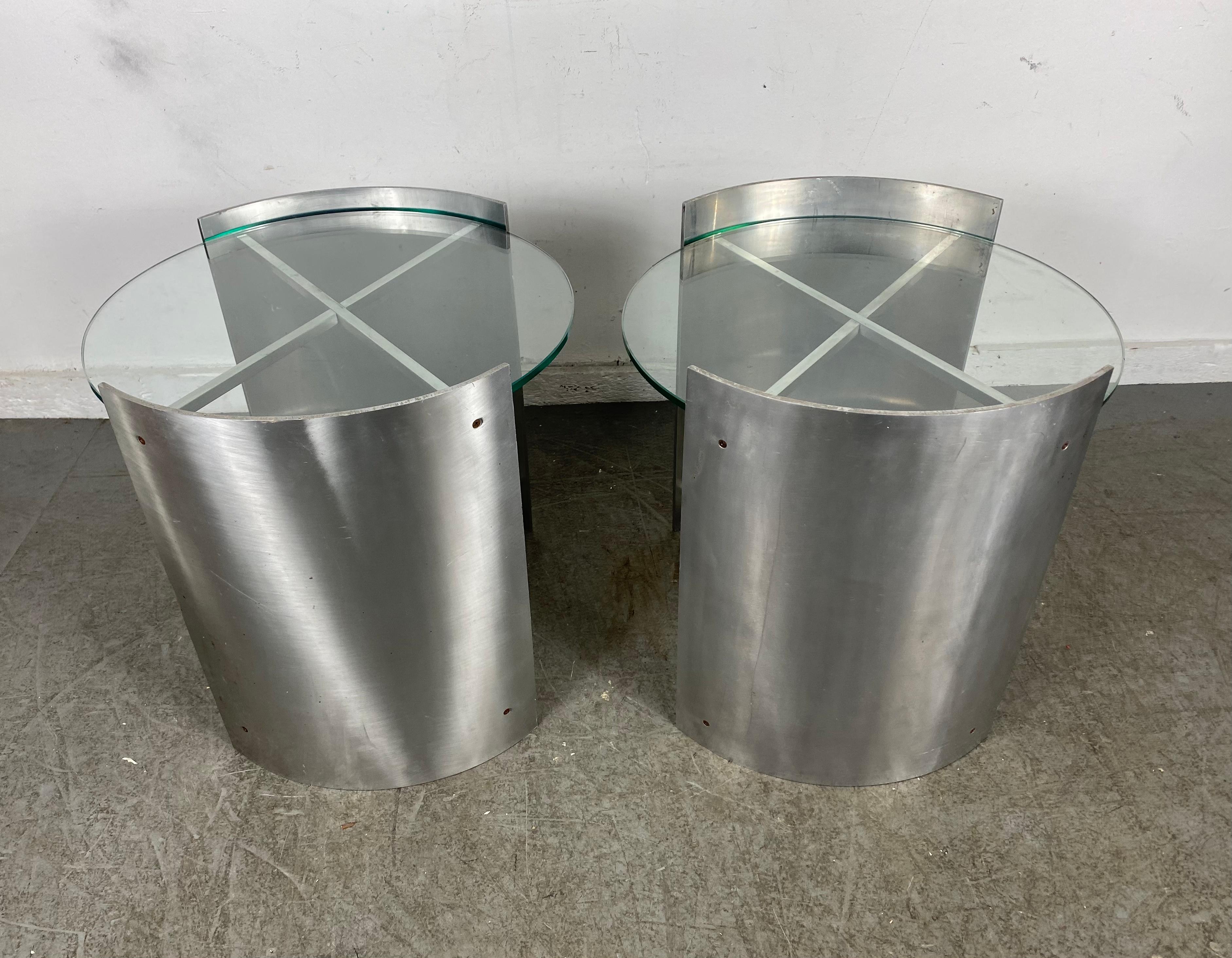 Post Modernist / Art Deco Style  Aluminum and Glass Tables For Sale 3