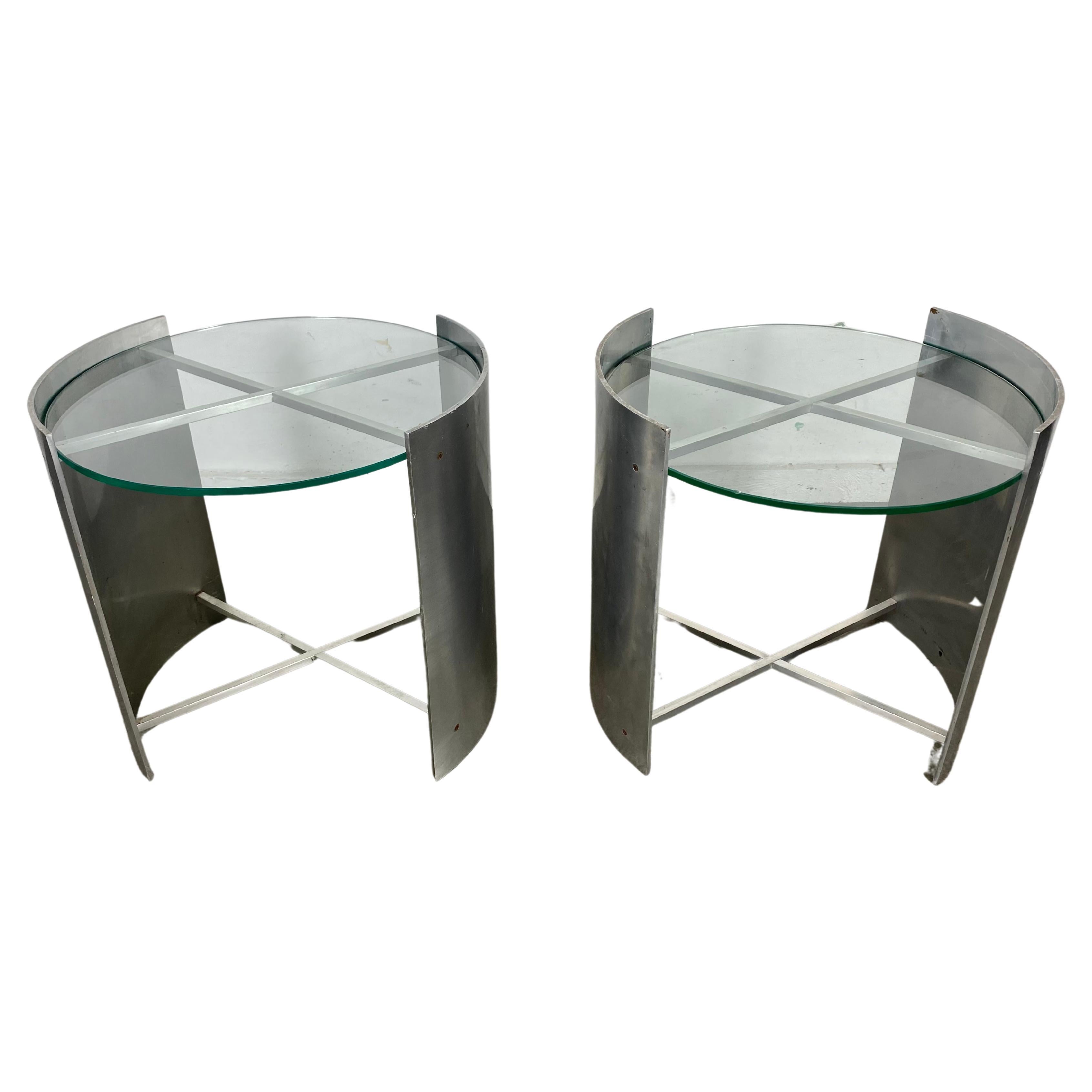 Post Modernist / Art Deco Style  Aluminum and Glass Tables For Sale