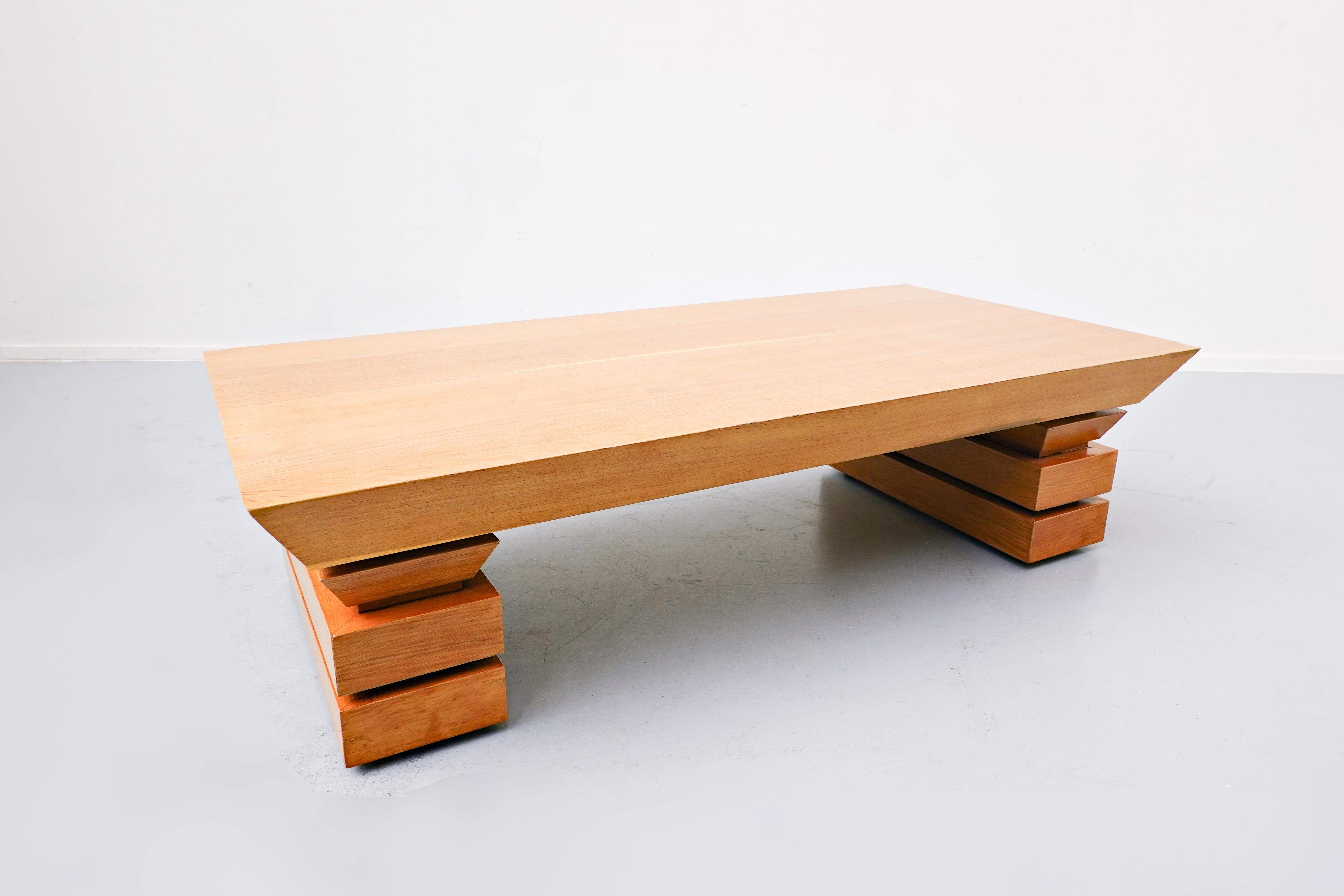 Post modernist coffee table, oak, 1980s.