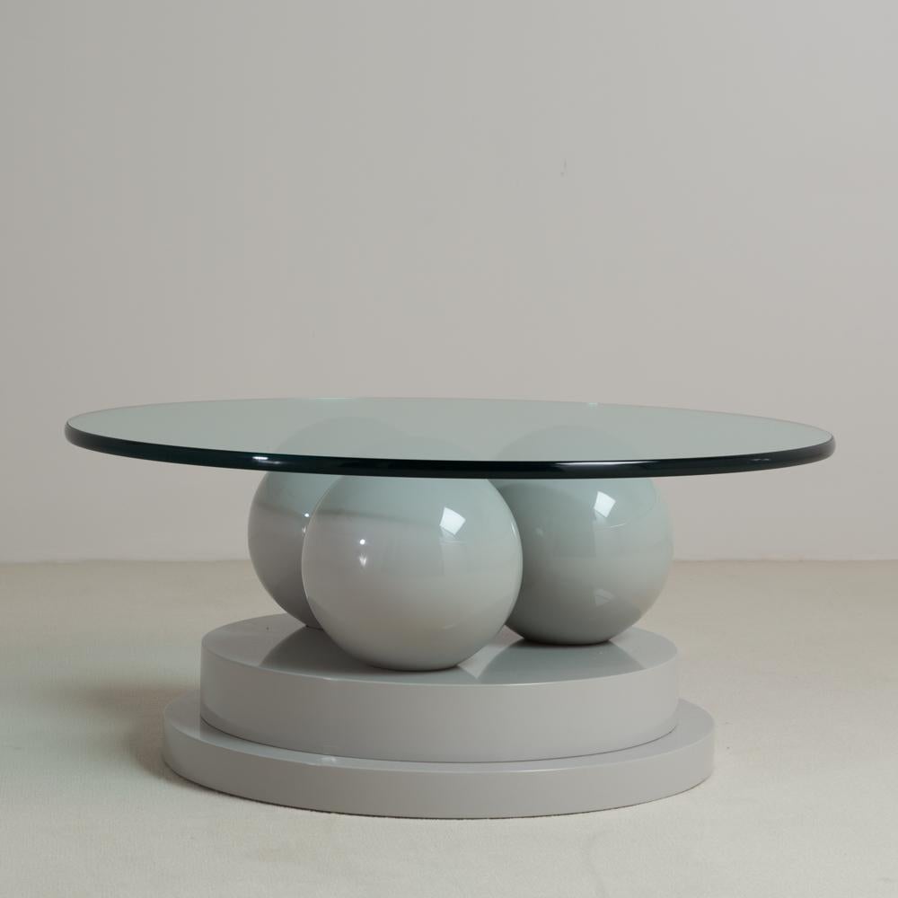 Post Modernist Grey Lacquered Coffee Table, 1980s 1