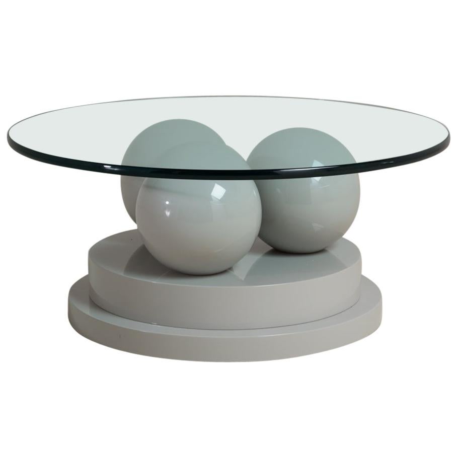 Post Modernist Grey Lacquered Coffee Table, 1980s