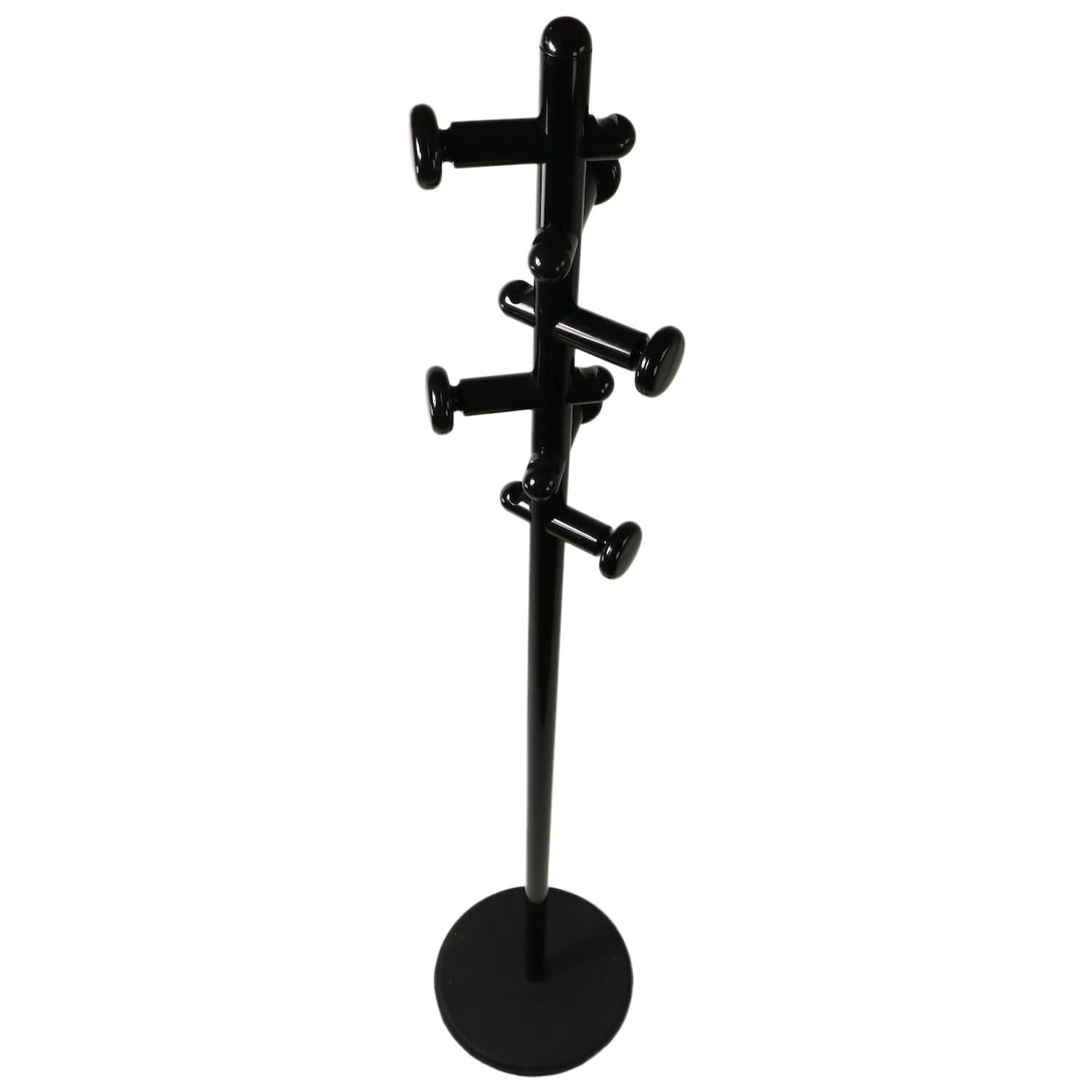 Post Modernist Italian Black Lacquered Coat Tree Stand