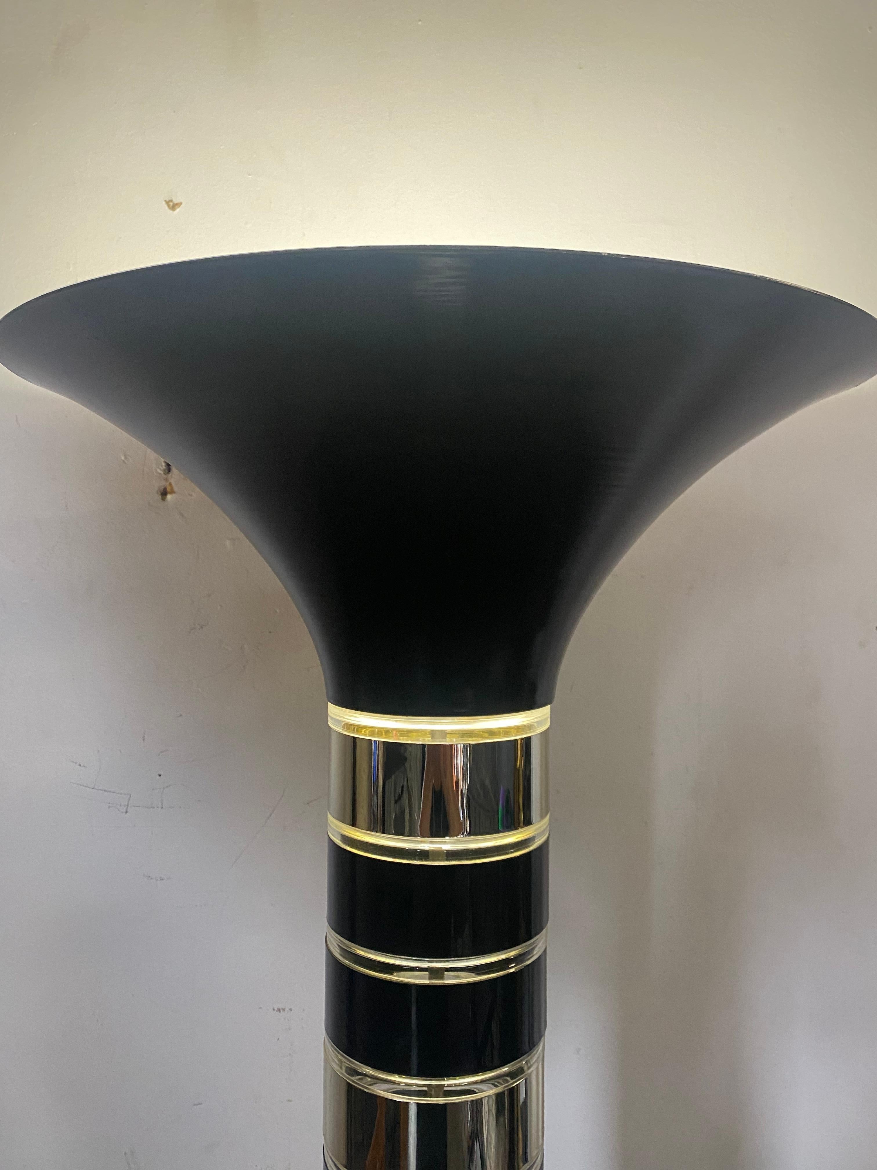 Late 20th Century Post Modernist Lucite Disk Torchiere Floor Lamp by Optique