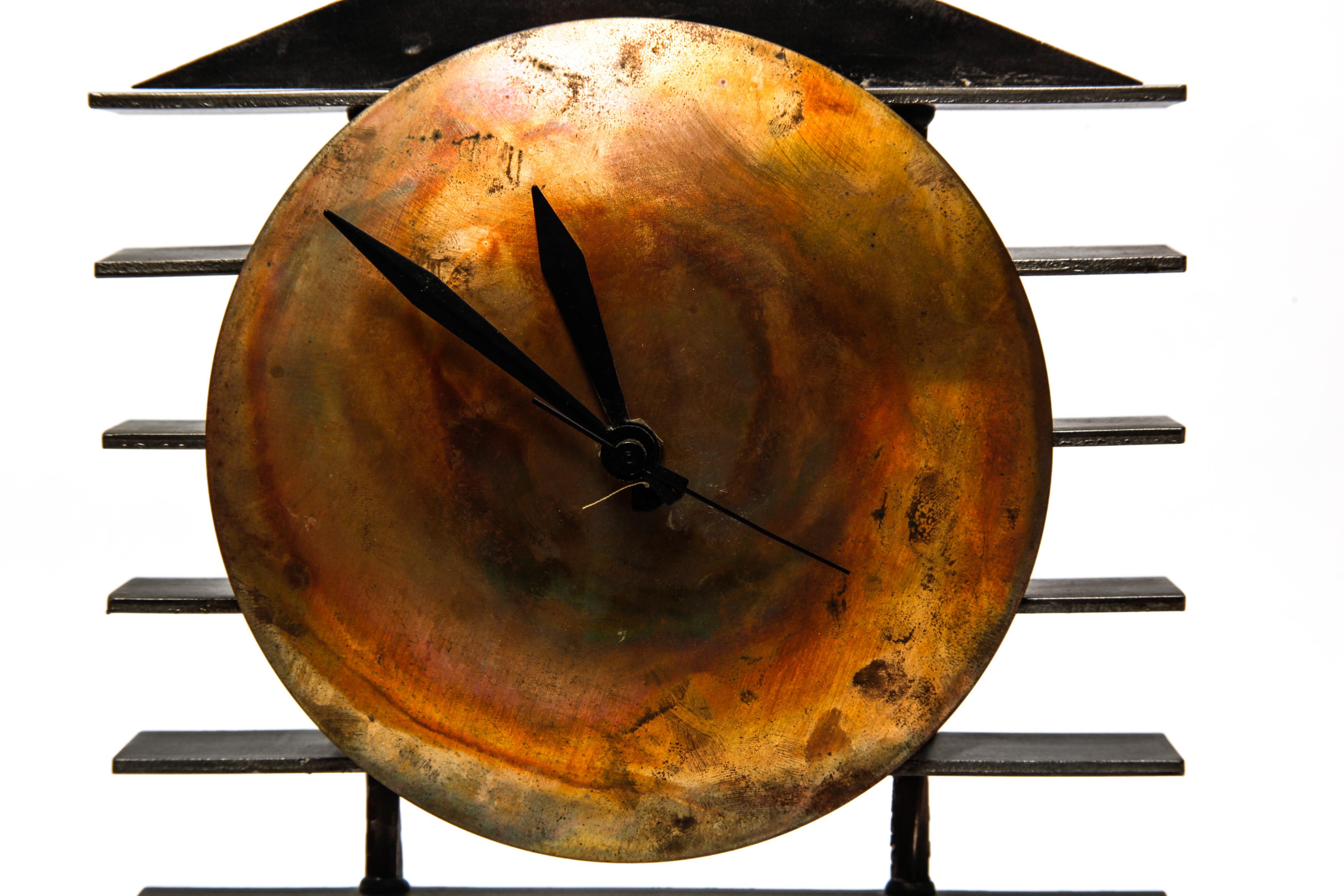 Post-Modernist Metal Mantel Clock For Sale 2